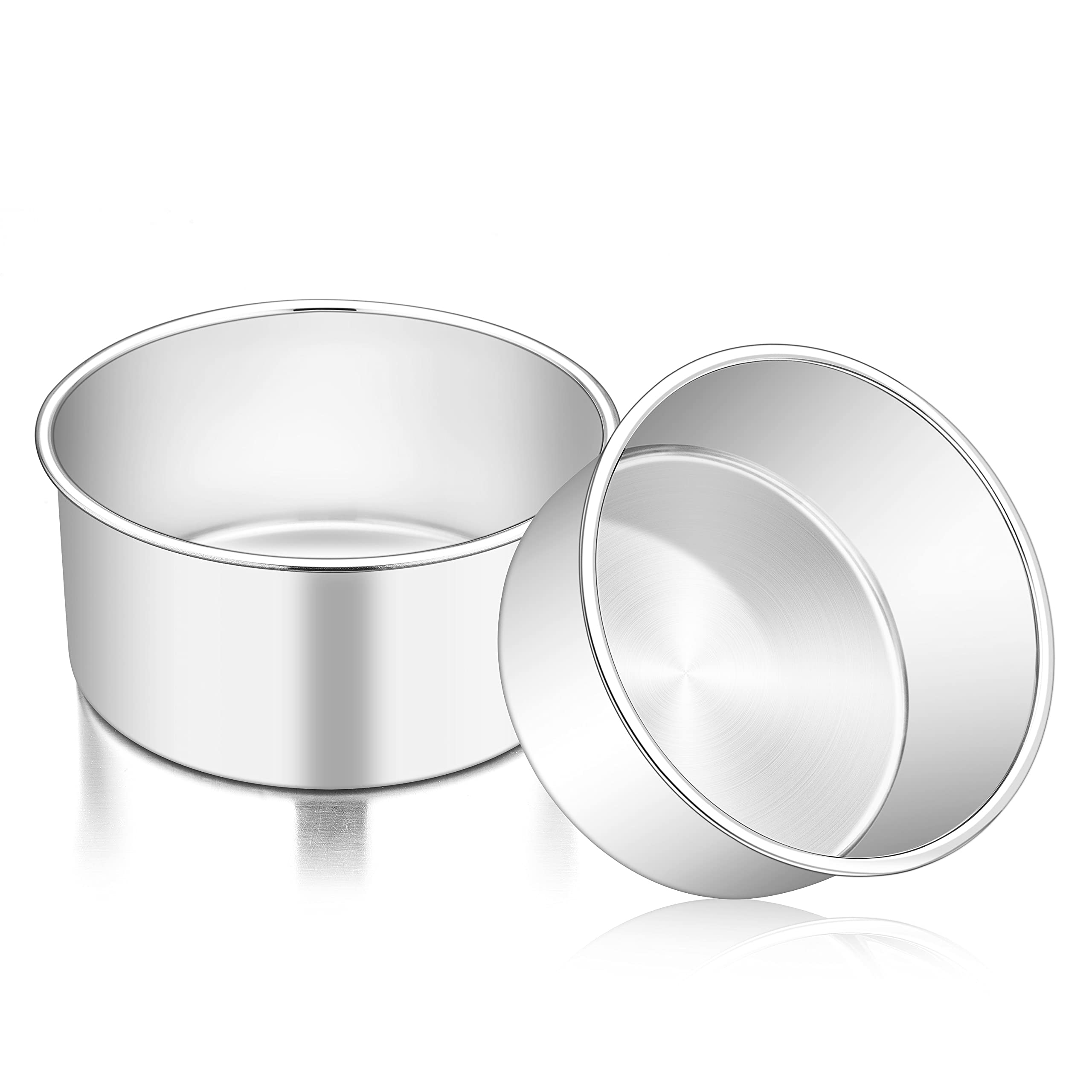 Teamfar 6 Inch Cake Pan, 6    X 3    Deep Round Cake Pan Tier Baking Pans Set Stainless Steel, For Baking Steaming Serving, Heal