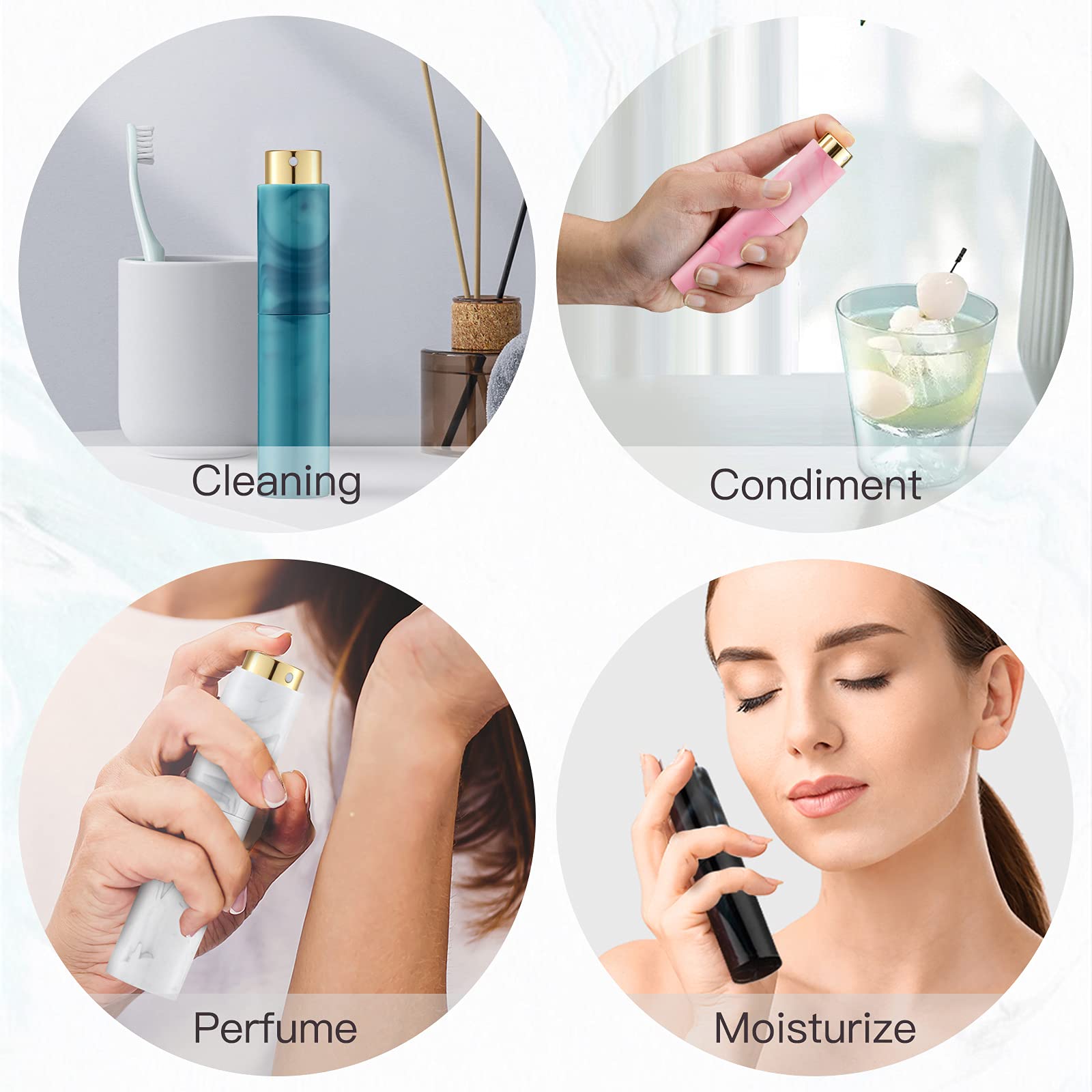 10Ml Perfume Atomizer Travel (4 Pcs), Refillable Cologne Containers, Dispenser Spray Empty Bottle For Mini Sprayer Size (Black&P