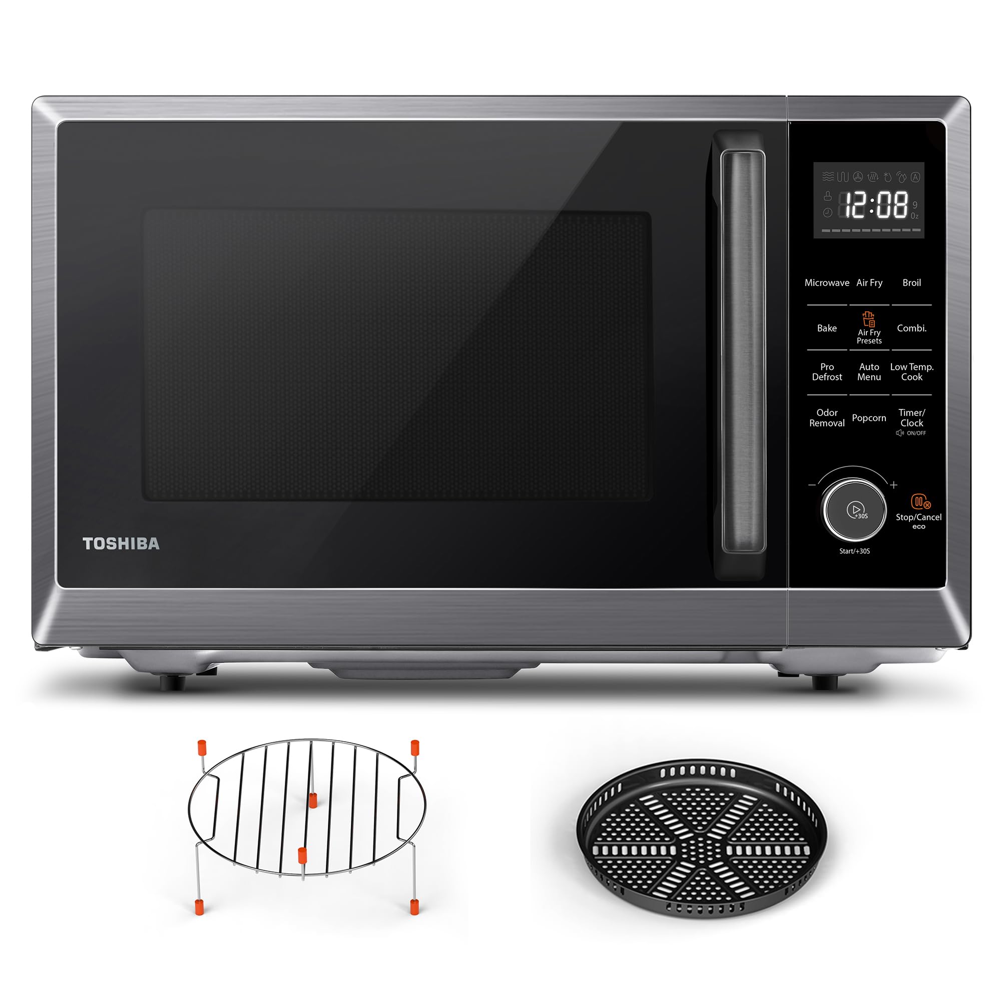 TOSHIBA Air Fryer Combo 8-in-1 Countertop Microwave Oven, with Convection, Broil, Odor Removal Mode, 12.4 Position Memory Turnta