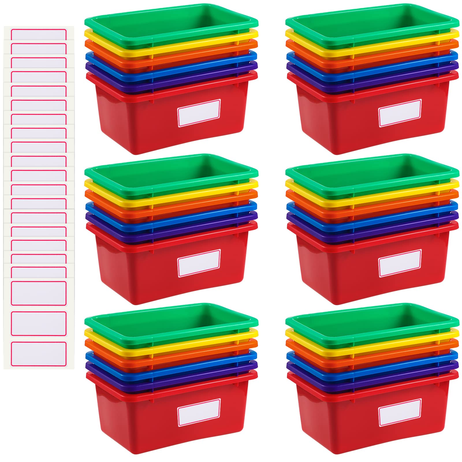 Outus 36 Pcs Plastic Cubby Bins Bulk for Classroom Organization Small Stackable Book Bins Toy Storage Tubs Box Container Organiz