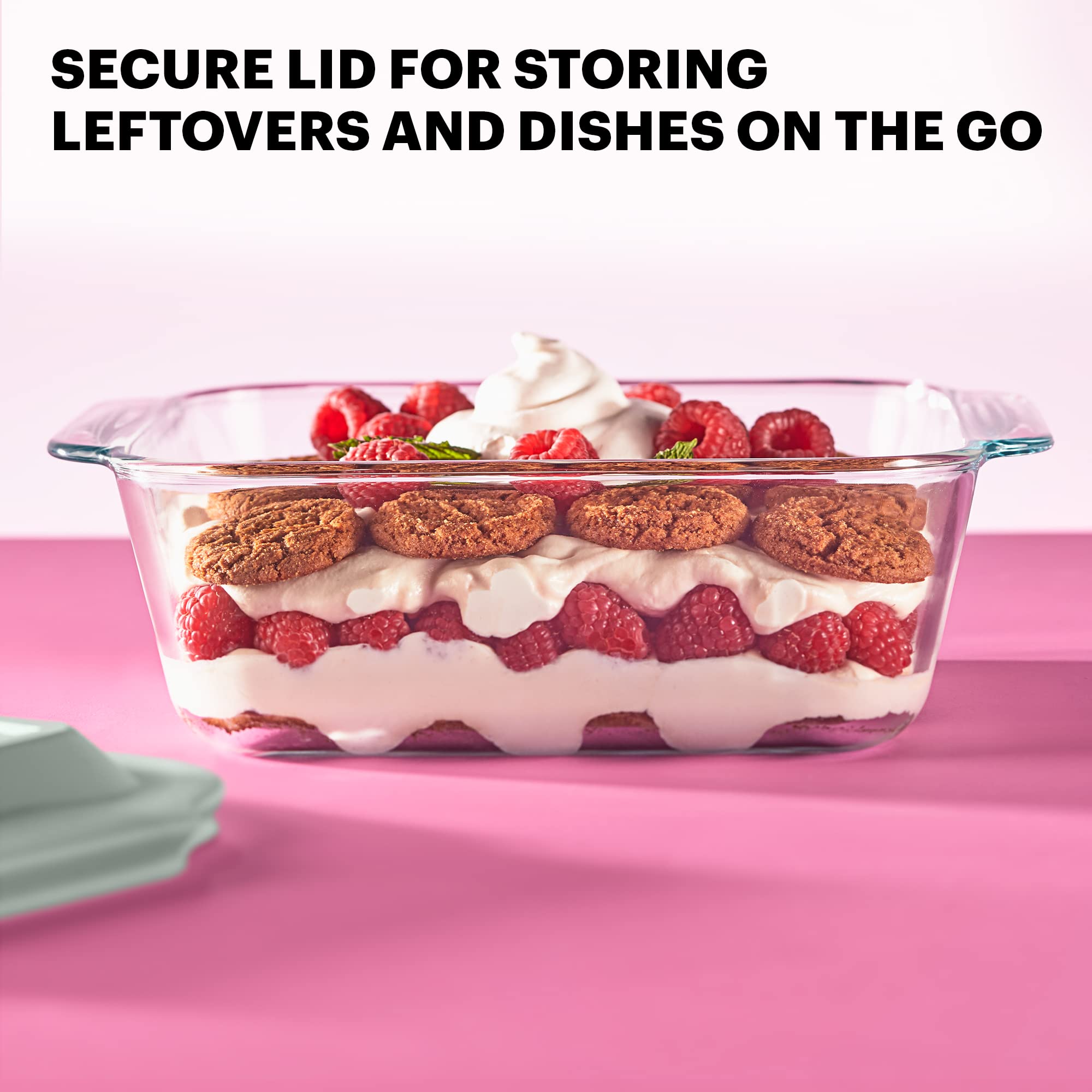 Pyrex Deep Glass Baking Dish With Plastic Lid, Deep Casserole Dish, Glass Food Container, Oven, Freezer And Microwave Safe, Clea