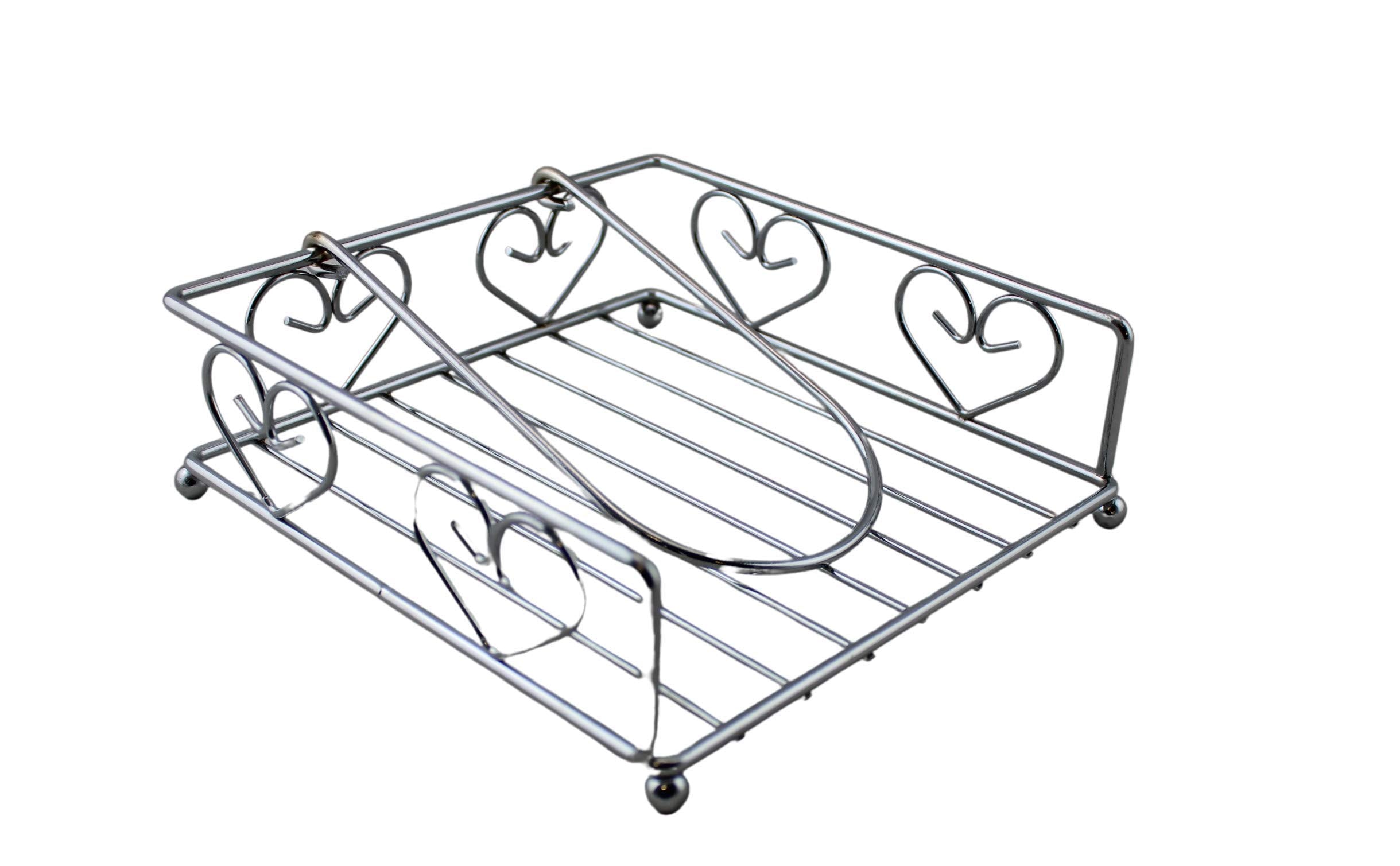 Chrome Napkin Holder With Arm Classic Heart Design