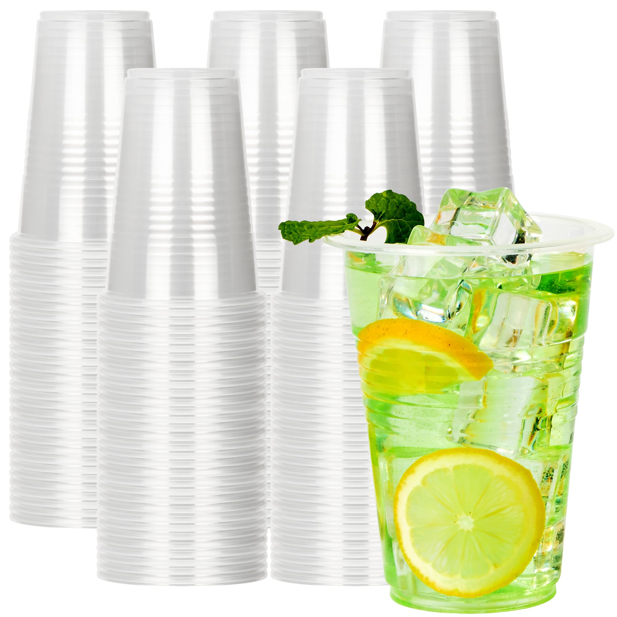 RACETOP 80 Pack 9 oz Plastic Cups, Clear Disposable Plastic Cups Bulk, Cold Drinking Party Cup, Transparent for Wedding, Thanksg