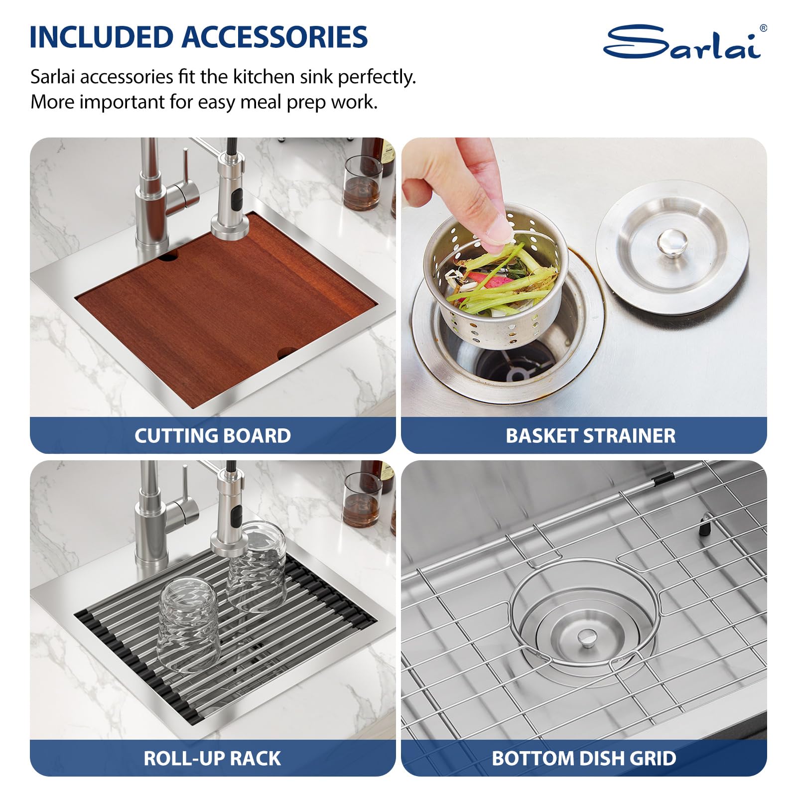 Sarlai 15 Bar Sink Drop In -15X15 Inch Kitchen Bar Sink Stainless Steel 16 Gauge Ledge Workstation Single Bowl Topmount Kitchen