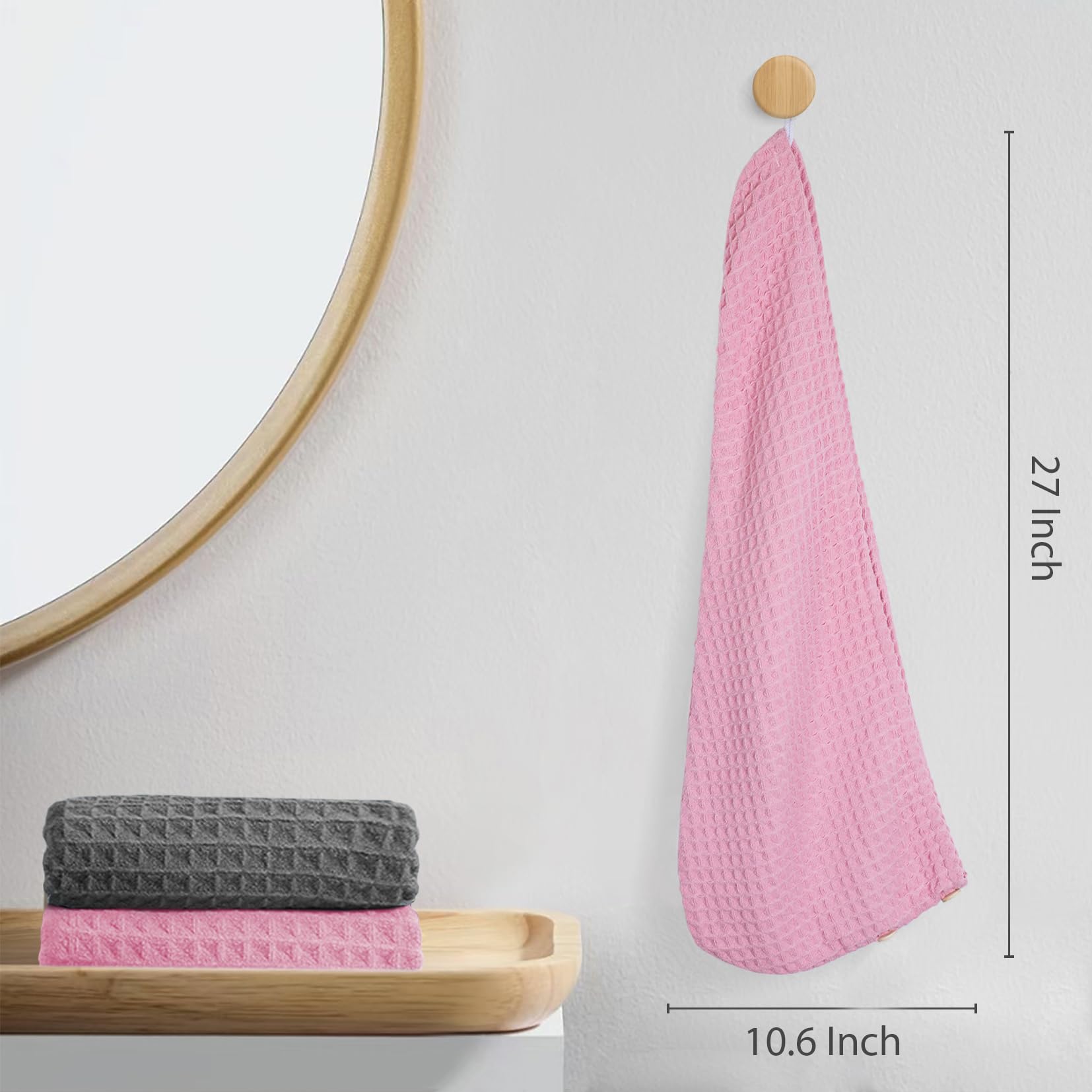 MaopaoBeauty Microfiber Waffle Weave Hair Towel - Quick Dry, Super Absorbent for Long, Curly & Thick Hair - Pink