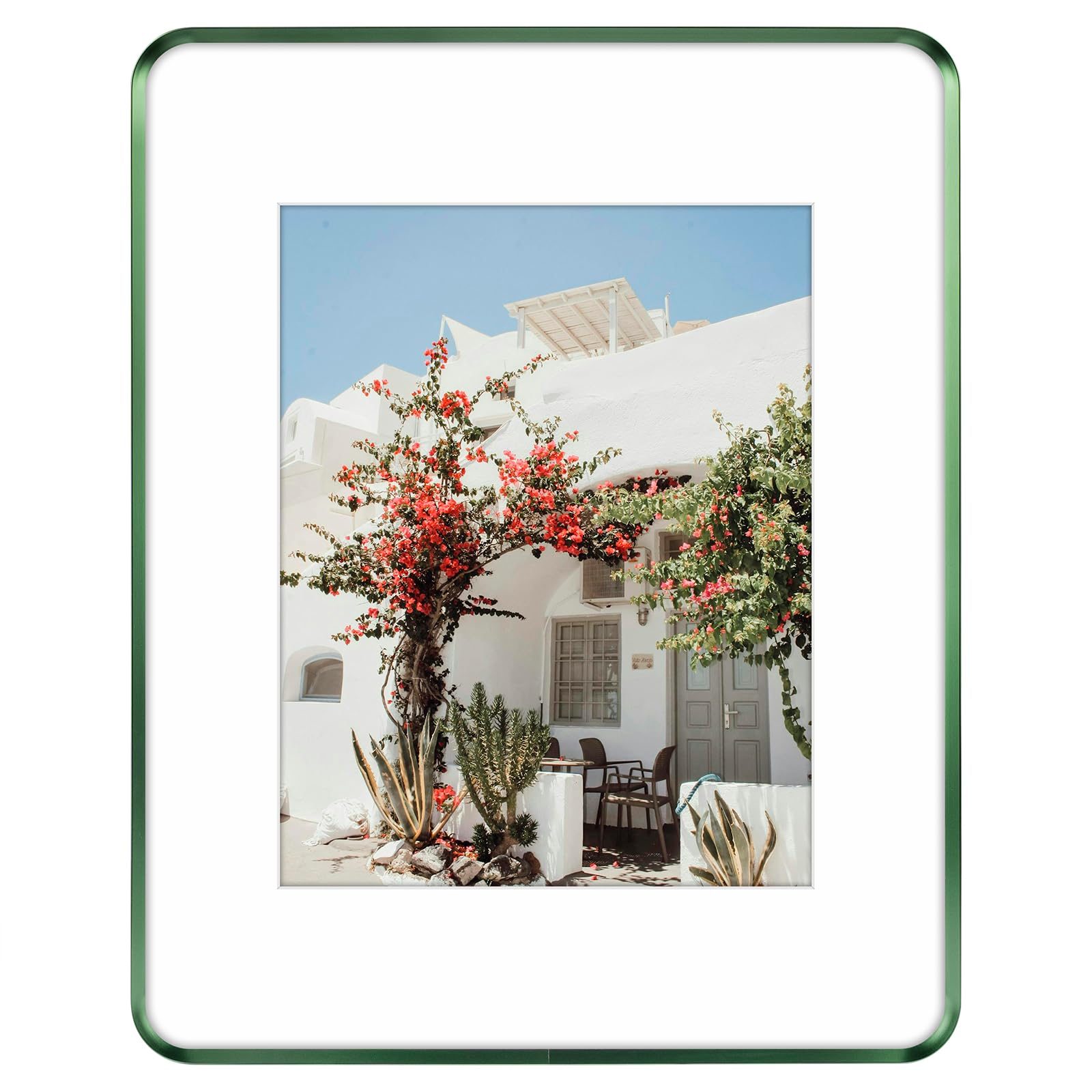 Golden State Art 16x20 Aluminum Picture Frame Green - With Round Corners - With Mat for 11x14 Photo or Without Mat for 16 x 20 P
