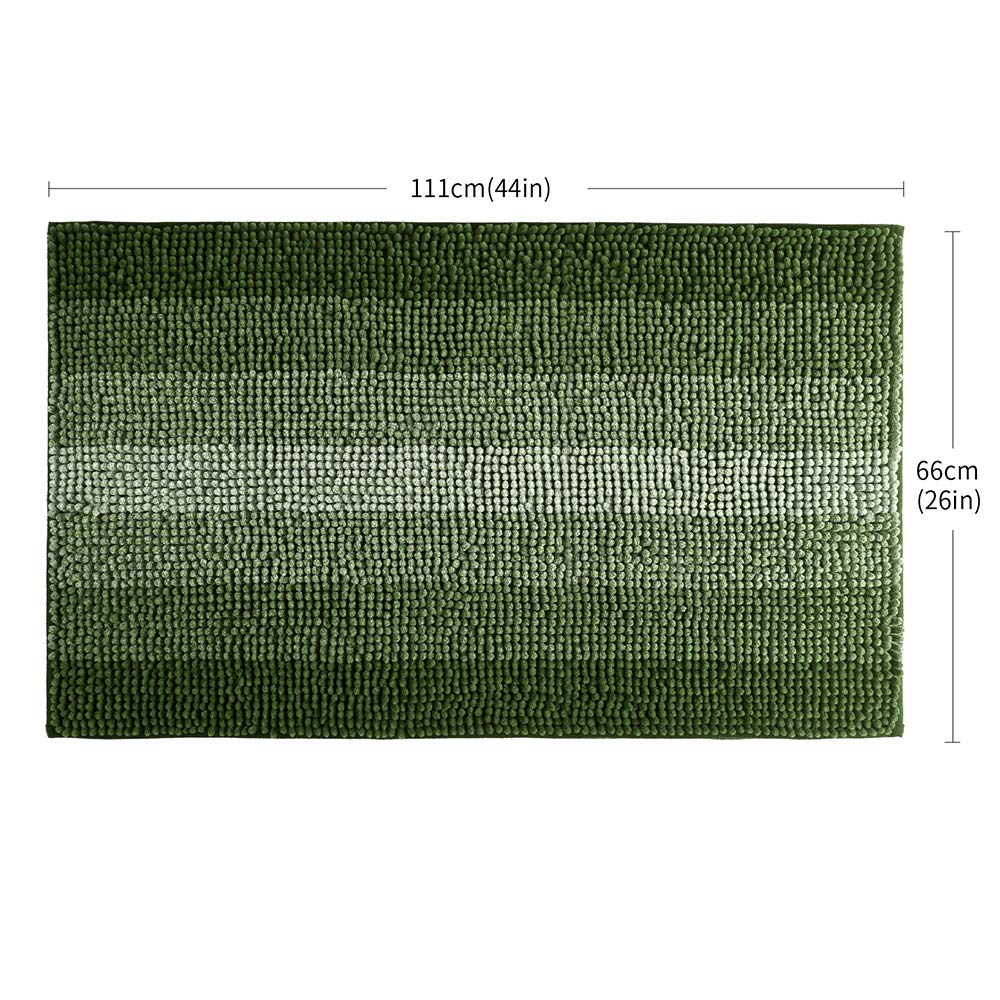 Bath Rugs Made of 100% Polyester Extra Soft and Non Slip Bathroom Mats Specialized in Machine Washable and Water Absorbent Shower Mat (44x26 Inch  Green)