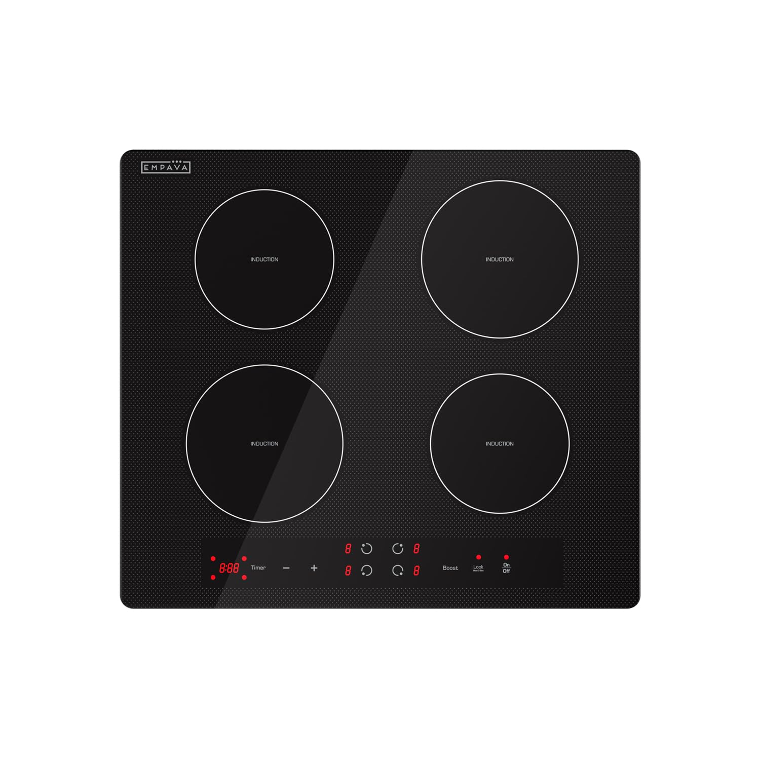 Empava 24 Inch Electric Induction Cooktop 4 Burner Built-in Smooth Glass Stove Top with Power Boost, Touch Control, Timer, Child