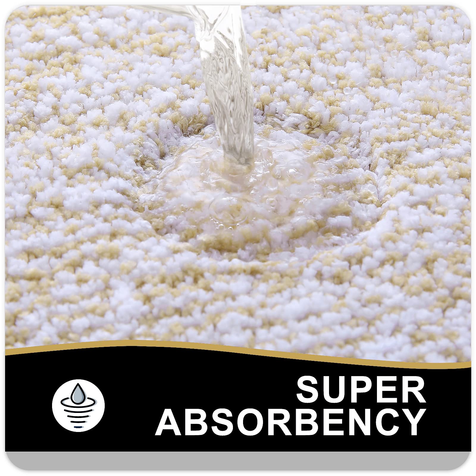 OLANLY Bathroom Rugs 59x20  Extra Soft and Absorbent Microfiber Bath Mat  Non-Slip  Machine Washable  Quick Dry Shaggy Bath Carpet  Suitable for Bathroom Floor  Tub  Shower (Beige and White)