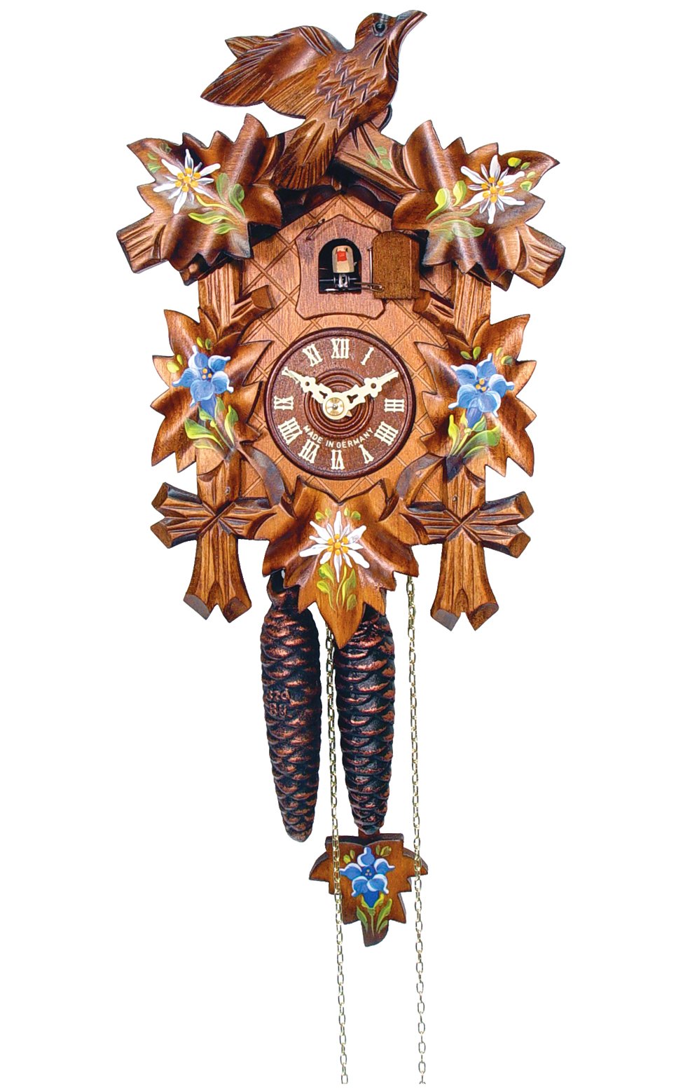 Alexander Taron Importer 522-9 Engstler Weight-Driven Cuckoo Clock-Full Size-9.25 H x 6.75 W x 6 D, Brown