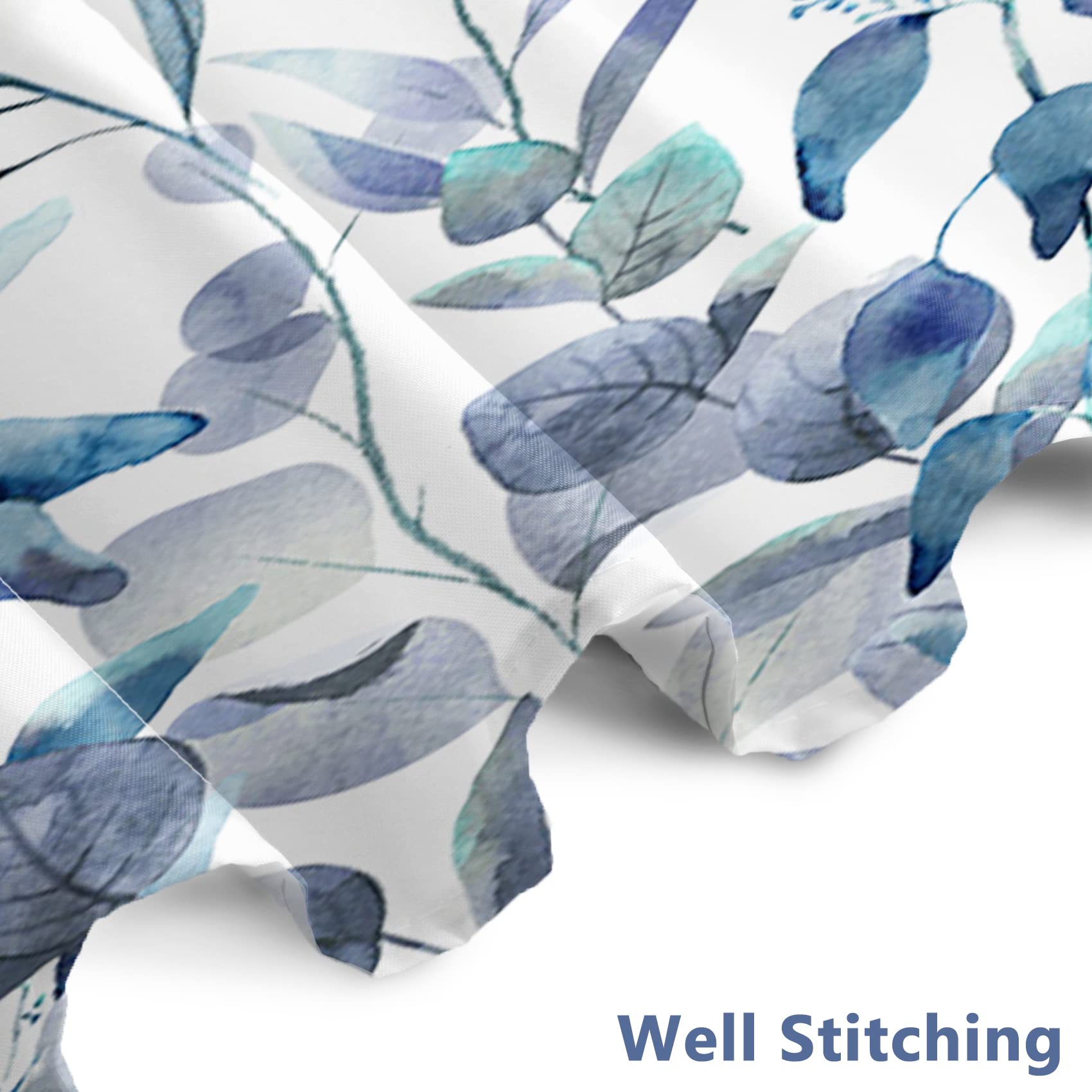 Awert Shower Curtain Plants For Bathroom,Waterproof Quick-Drying Blue Leaves Shower Curtain Set With Hooks 72X84 Inch