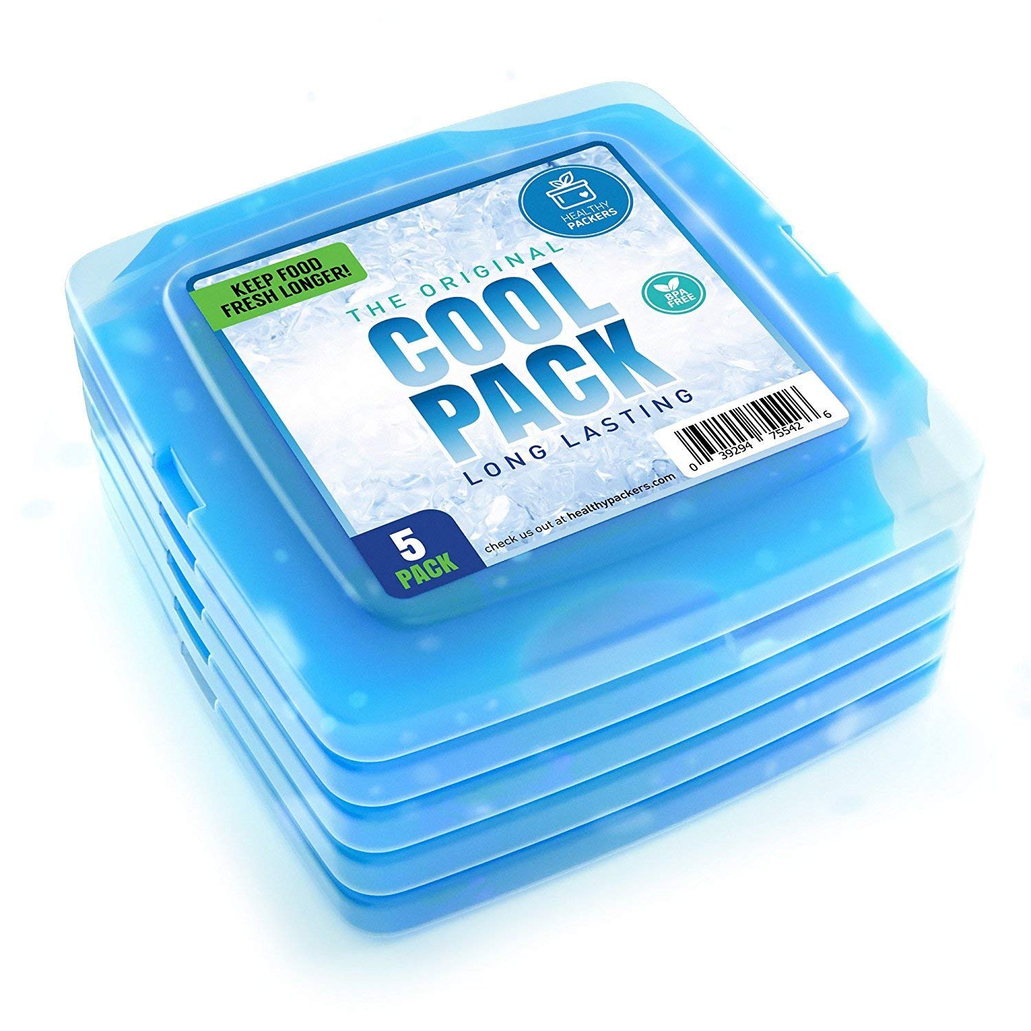 Healthy Packers Ice Pack For Lunch Box - 5 Ice Packs - Original Slim & Long-Lasting Freezer Packs For Your Lunch Or Cooler Bag