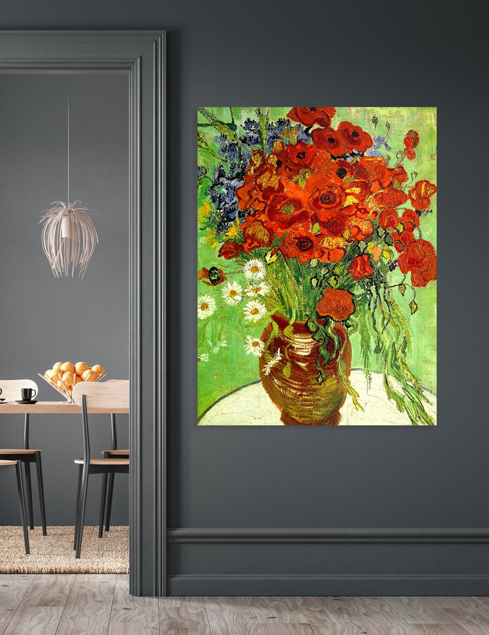 Decorarts - Red Poppies And Daisies By Vincent Van Gogh. Oil Painting Reproduction. Oversize Giclee Print On Canvas. Ready To Ha