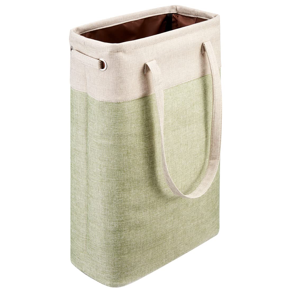 I Bkgoo Laundry Basket With Handles Beige&Green Slim Laundry Bin Collapsible Dirty Clothes Basket Narrow Laundry Bag Foldable Di
