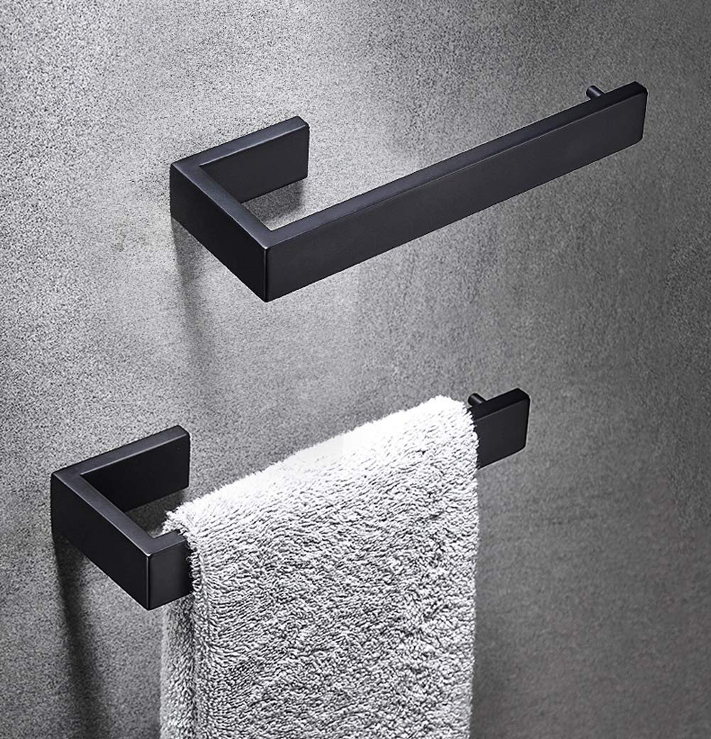 Towel Rack  Hand Towel Ring Holder SUS304 Stainless Steel  Hardware Set Towel Bar for Bathroom  Kitchen  Cabinet in Hotel or Home  Matte Black & Wall Mounted