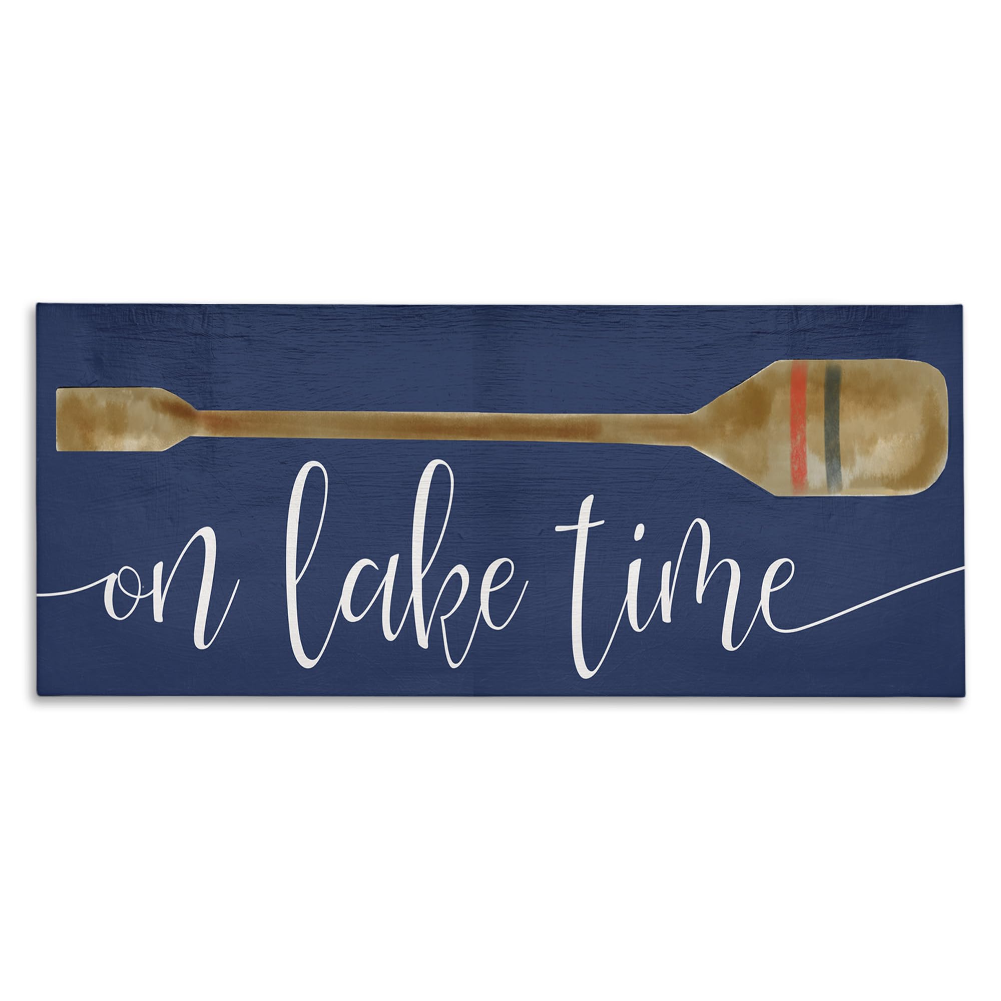 Stupell Industries On Lake Time Phrase Boat Oar Over Blue Canvas Wall Art Design By Daphne Polselli