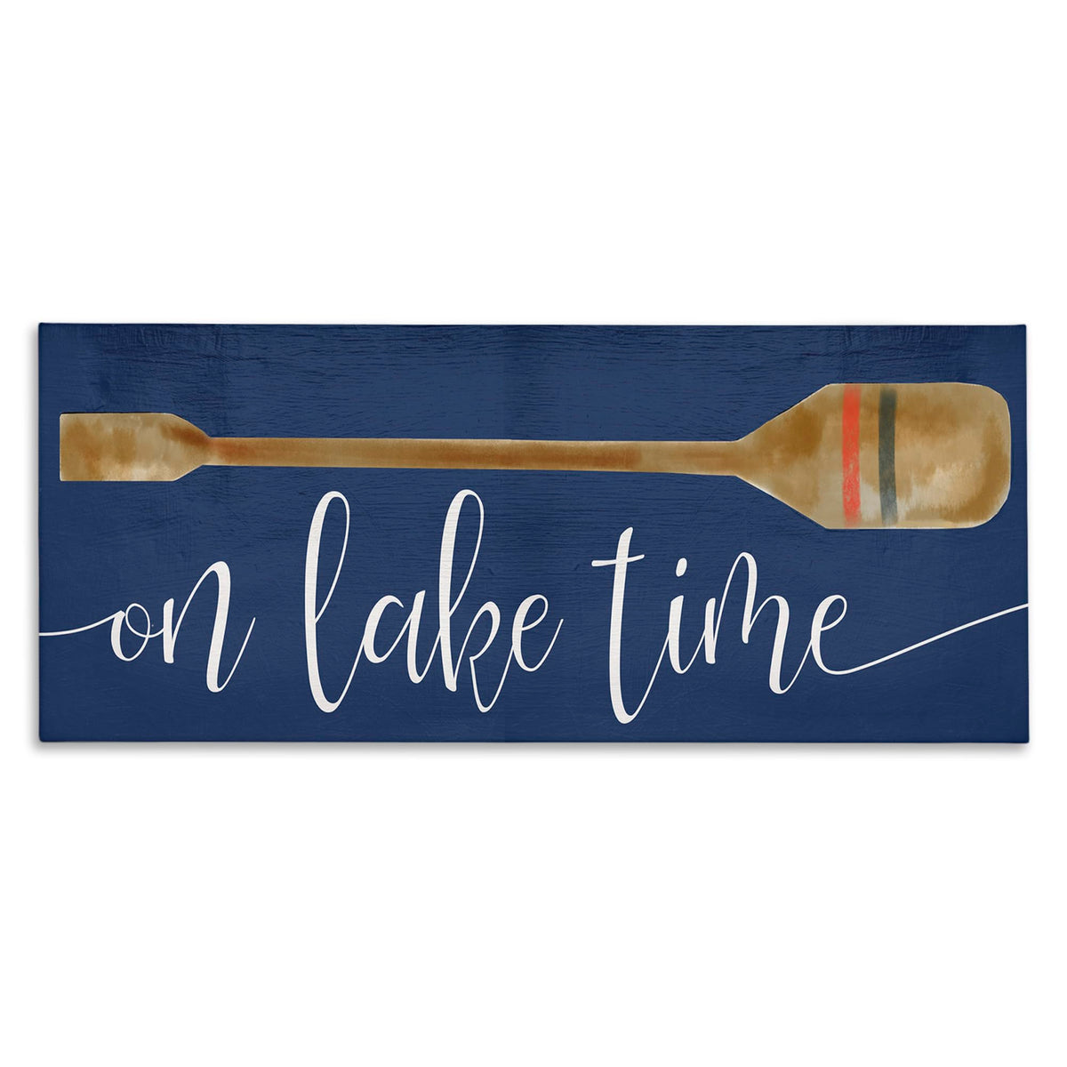 Stupell Industries On Lake Time Phrase Boat Oar Over Blue Canvas Wall Art Design By Daphne Polselli