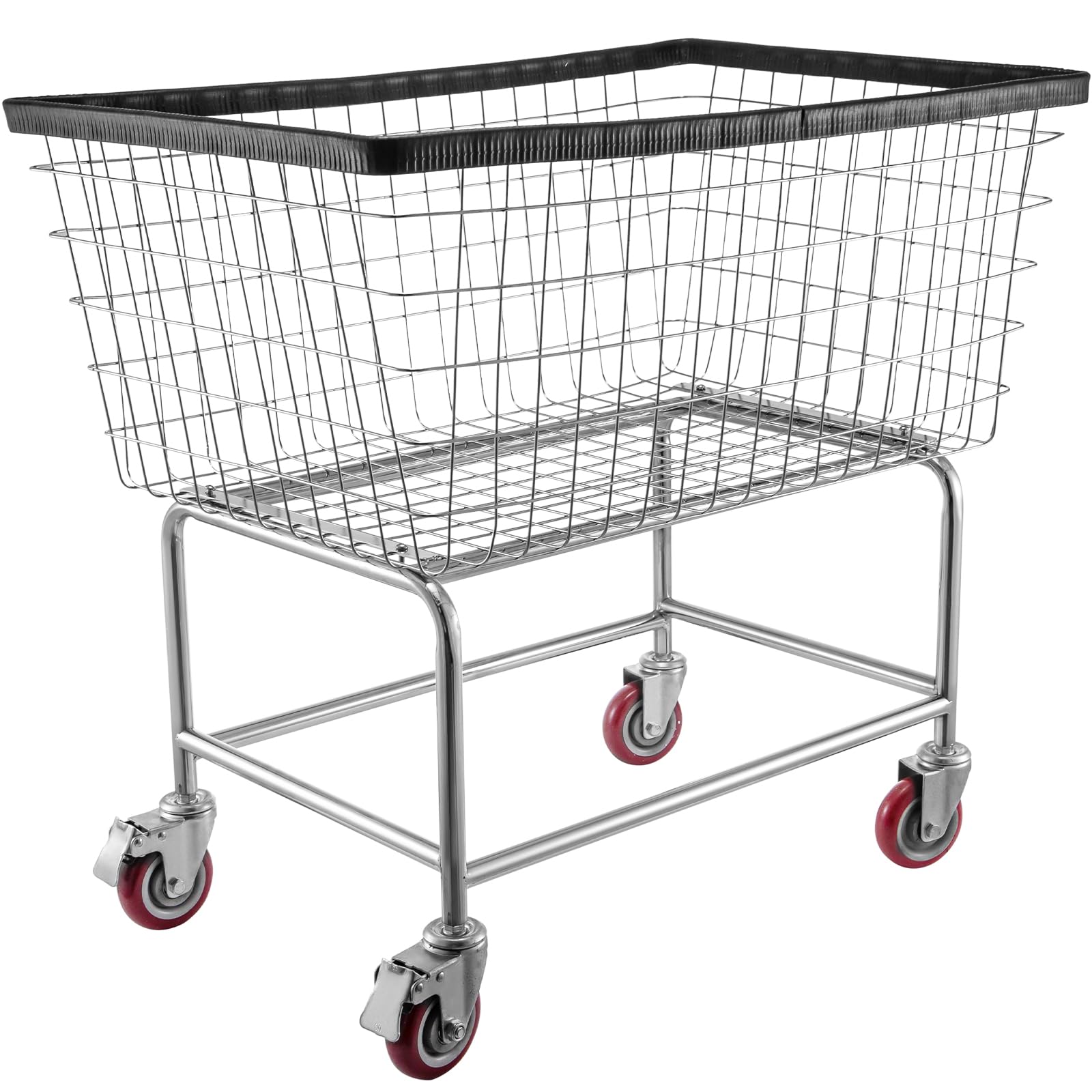 Vevor Wire Laundry Cart, 4.5 Bushel Wire Laundry Basket With Wheels, 35''X15.7''X22'' Commercial Wire Laundry Basket Cart, Steel