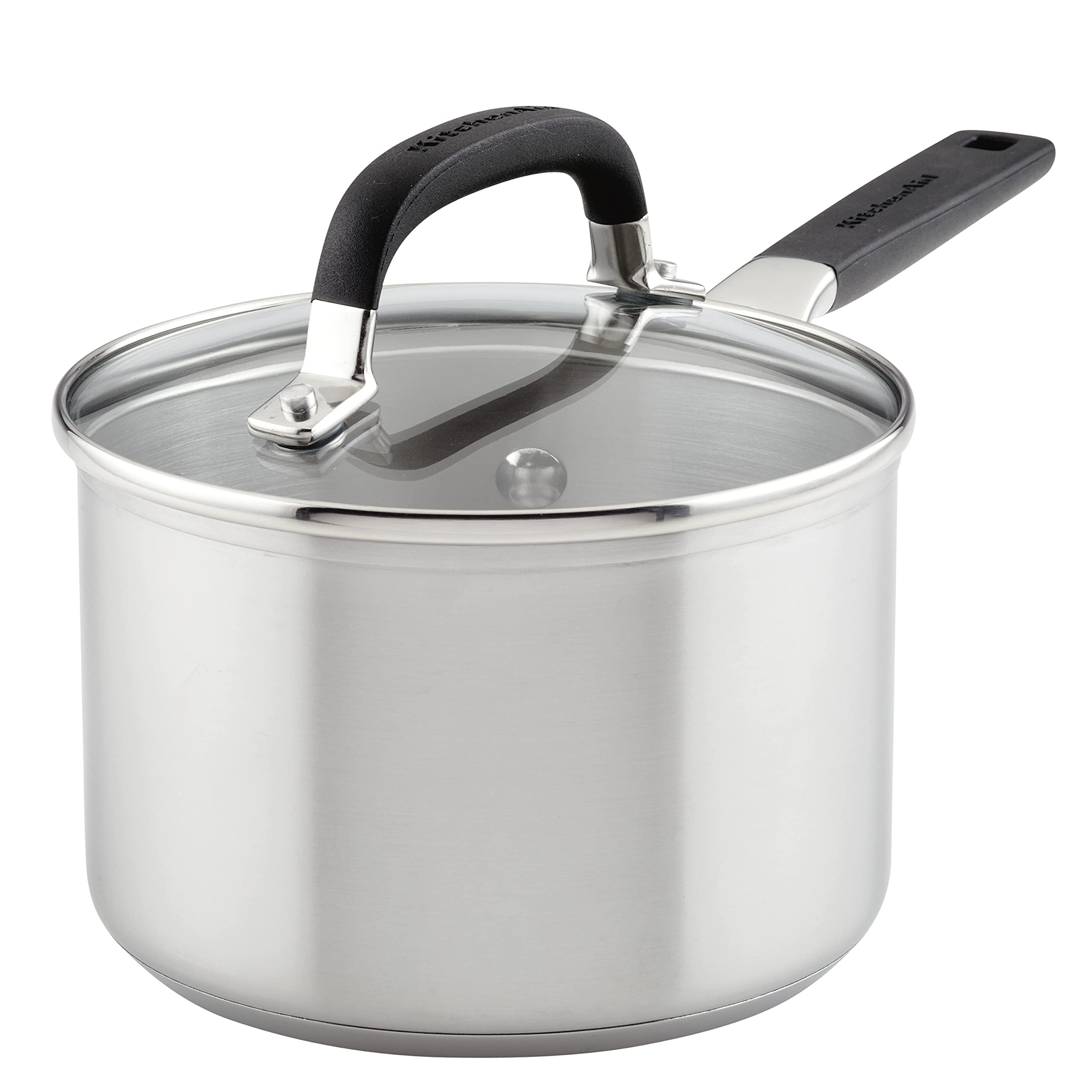 KitchenAid Stainless Steel Induction Sauce Pan, 2Quart, Brushed Stainless