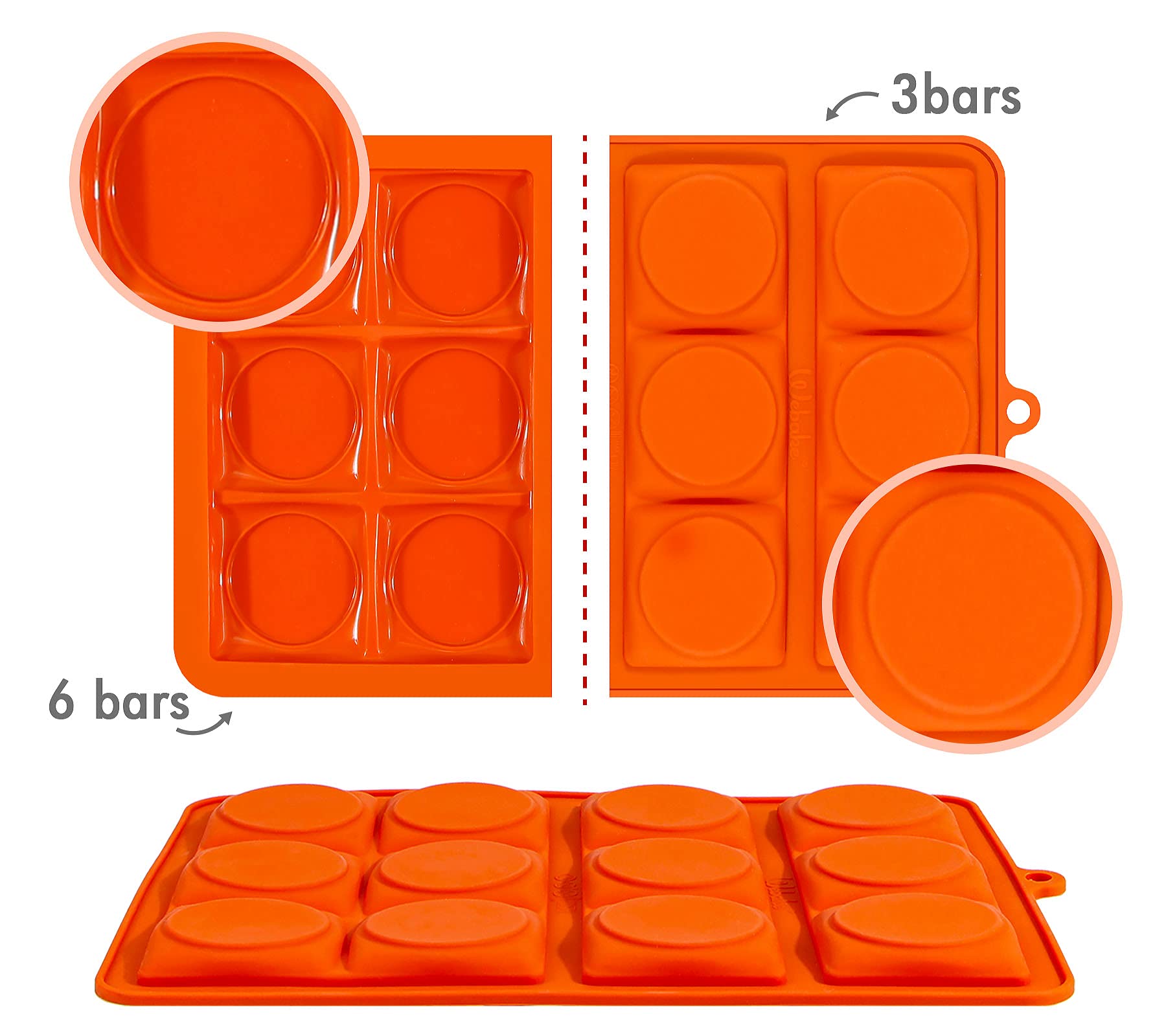 Webake Cookie Chocolate Bar Mold Silicone Break-Apart Chocolate Covered Cookie Bar Molds For Sandwich Cookies, Pack Of 2