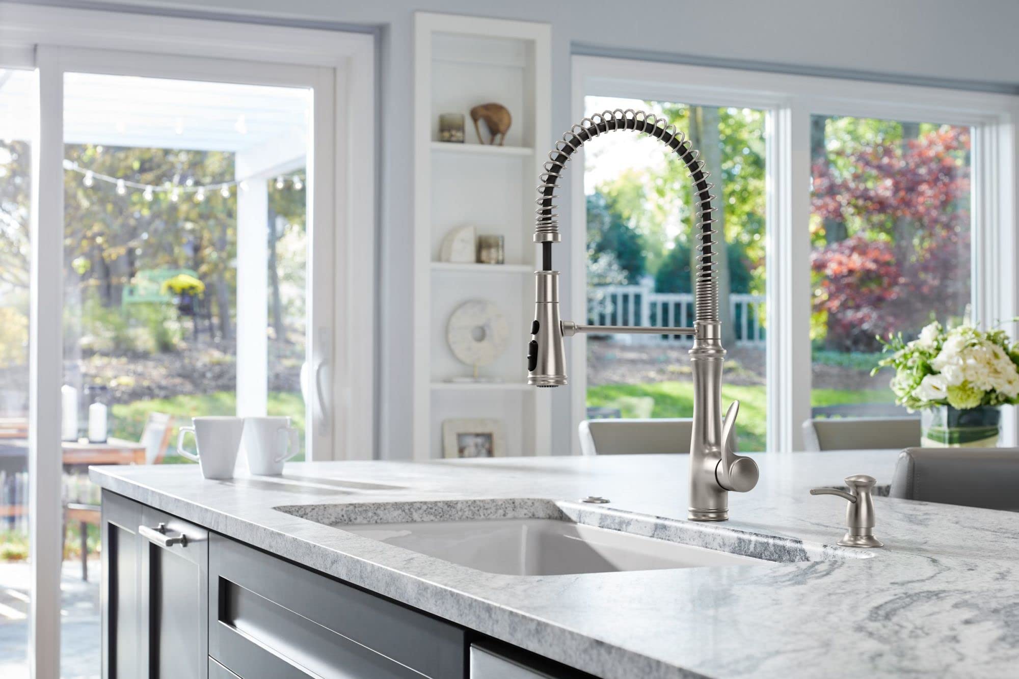 Kohler K-29106-Cp Bellera Pull Down Sprayer Kitchen Sink Faucet, 3 Function Spray Head, Polished Chrome