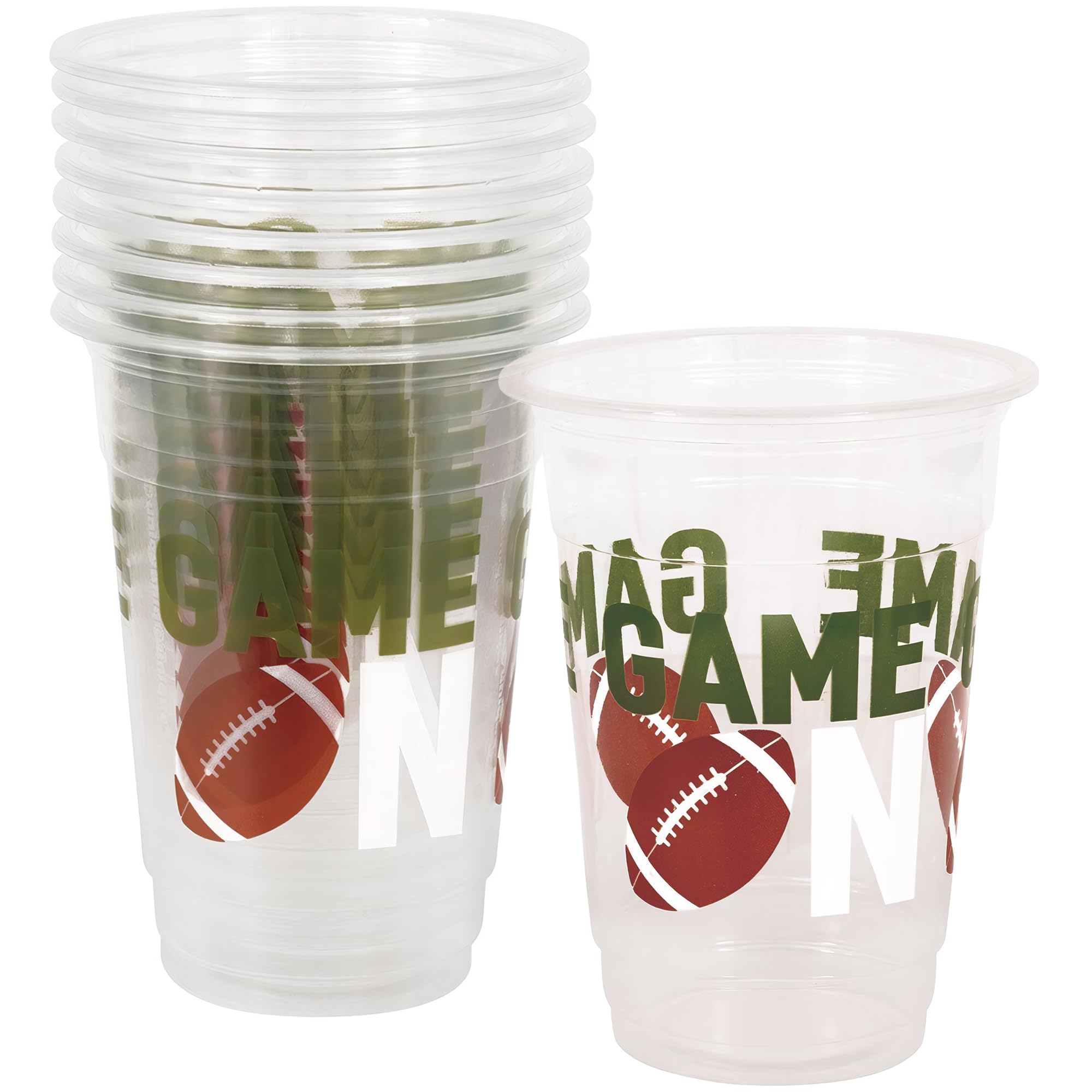 Unique Industries Football Game On Clear Plastic Party Cups - 16Oz, 8 Count | Perfect For Football Events And Celebrations