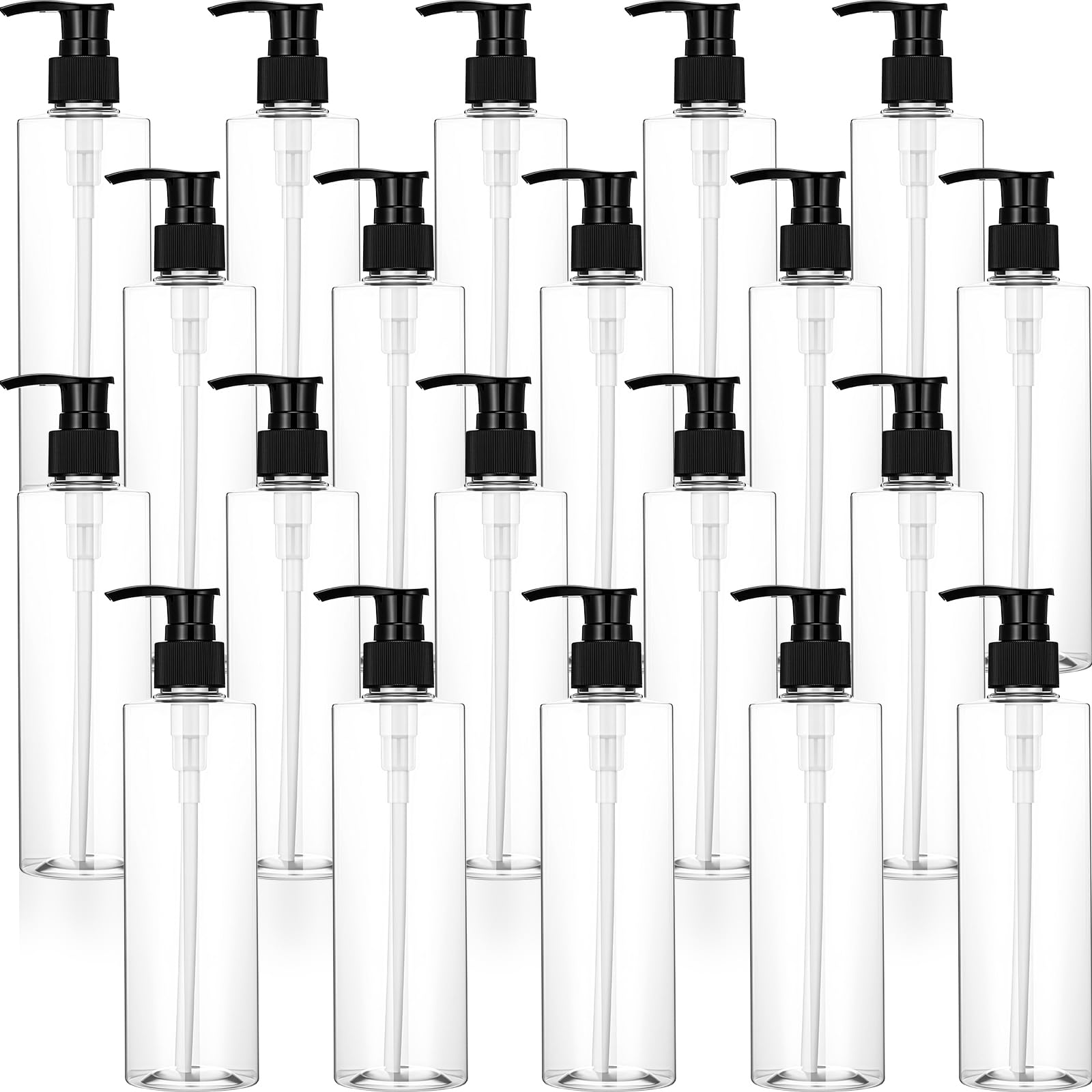 Thyle 20 Pcs Plastic Pump Dispenser Bottle 8 oz Refillable Plastic Bottles Bulk Lotion Container Travel Lock Empty container for