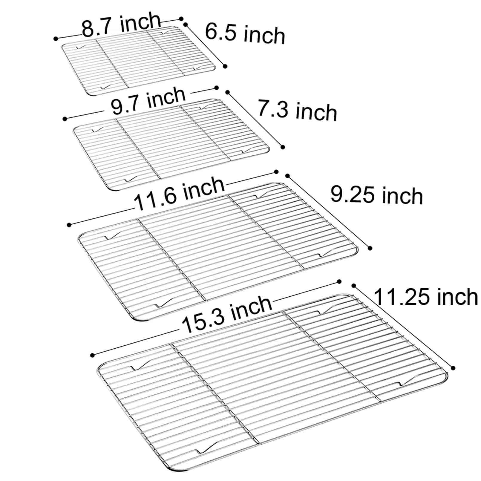 Teamfar Cooling Rack Set Of 4, Roasting Baking Racks Stainless Steel For Baking Sheet Toaster Oven Pan, Healthy & Rust Free, Mir