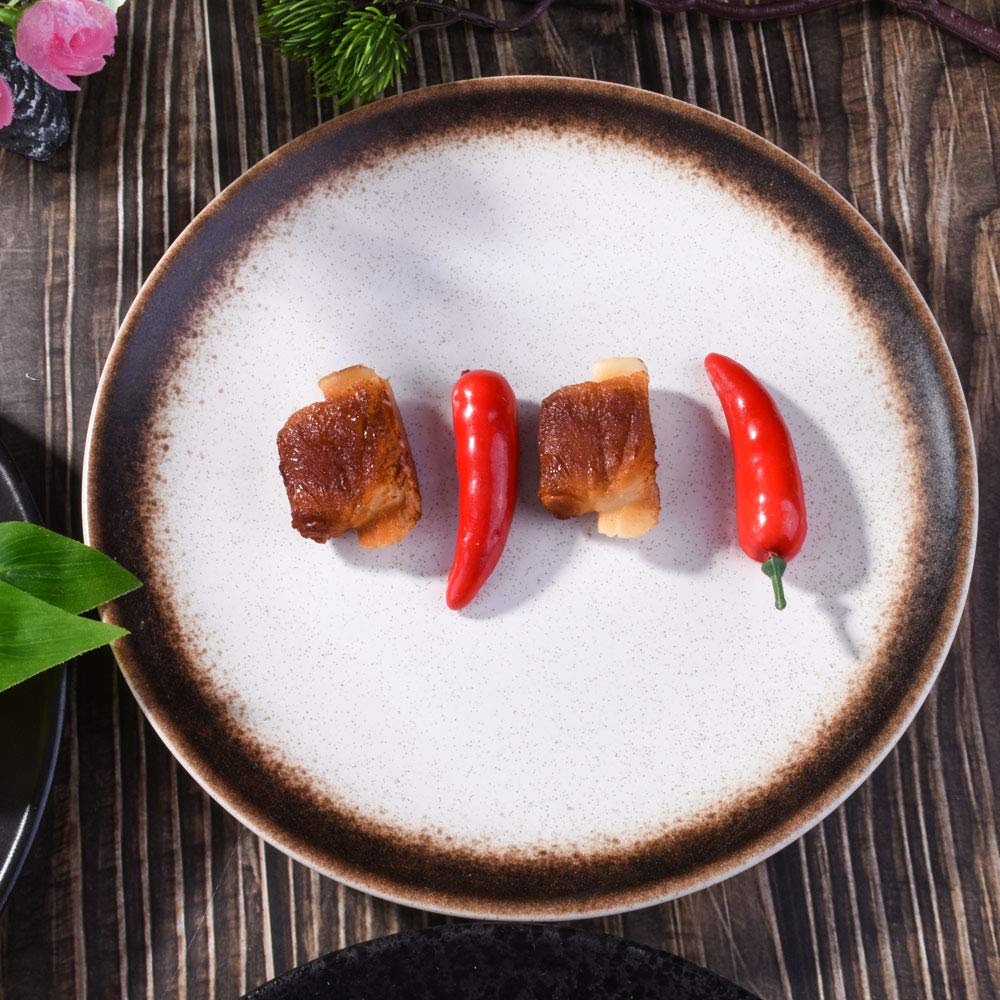 Japanese Plates Set Of 4, Ceramic 8 Inch Plates, Japanese Retro Style