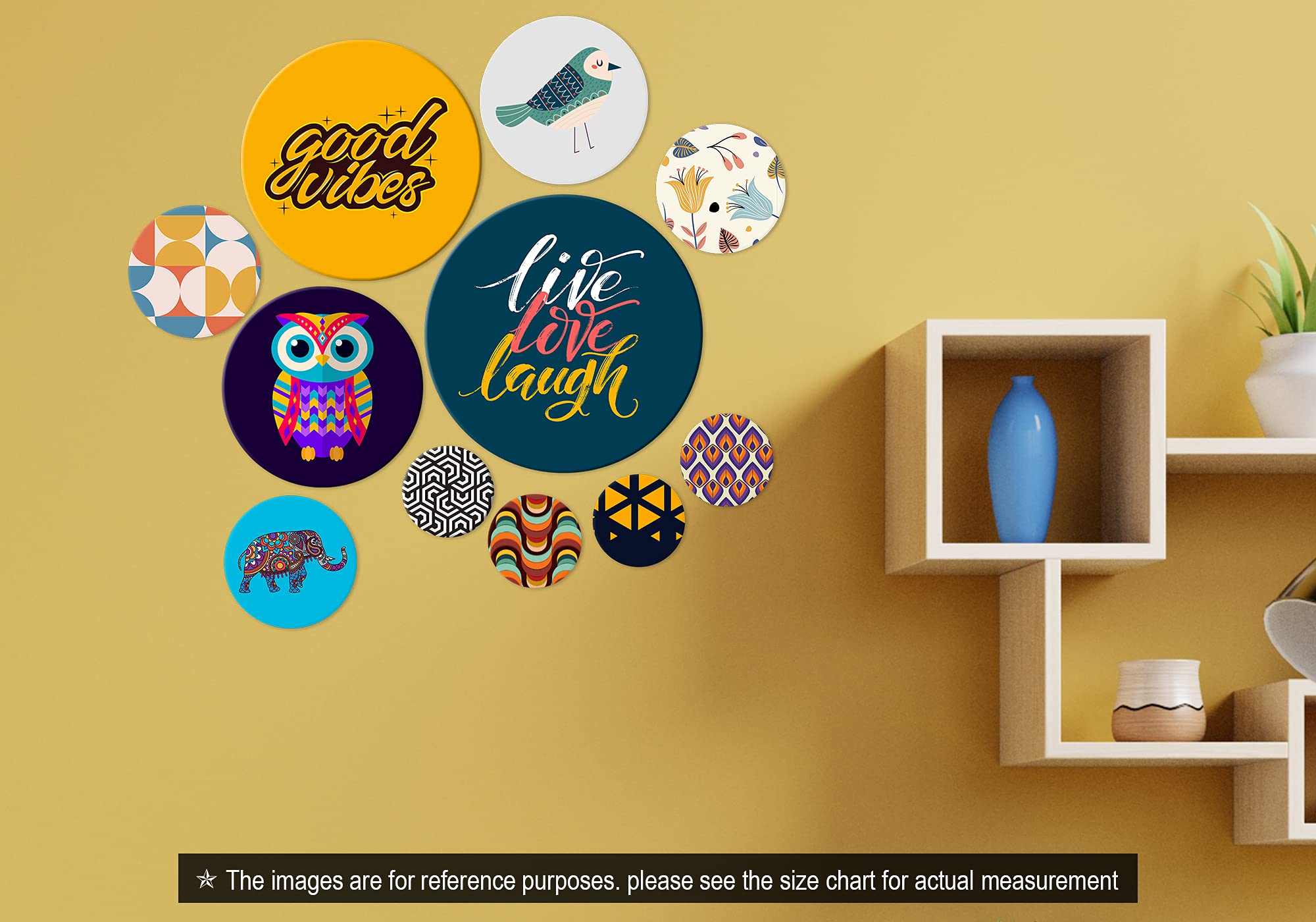 RAG28 Motivational Wooden Wall Decor (SPW2, Multicolour, Large) - Set of 11