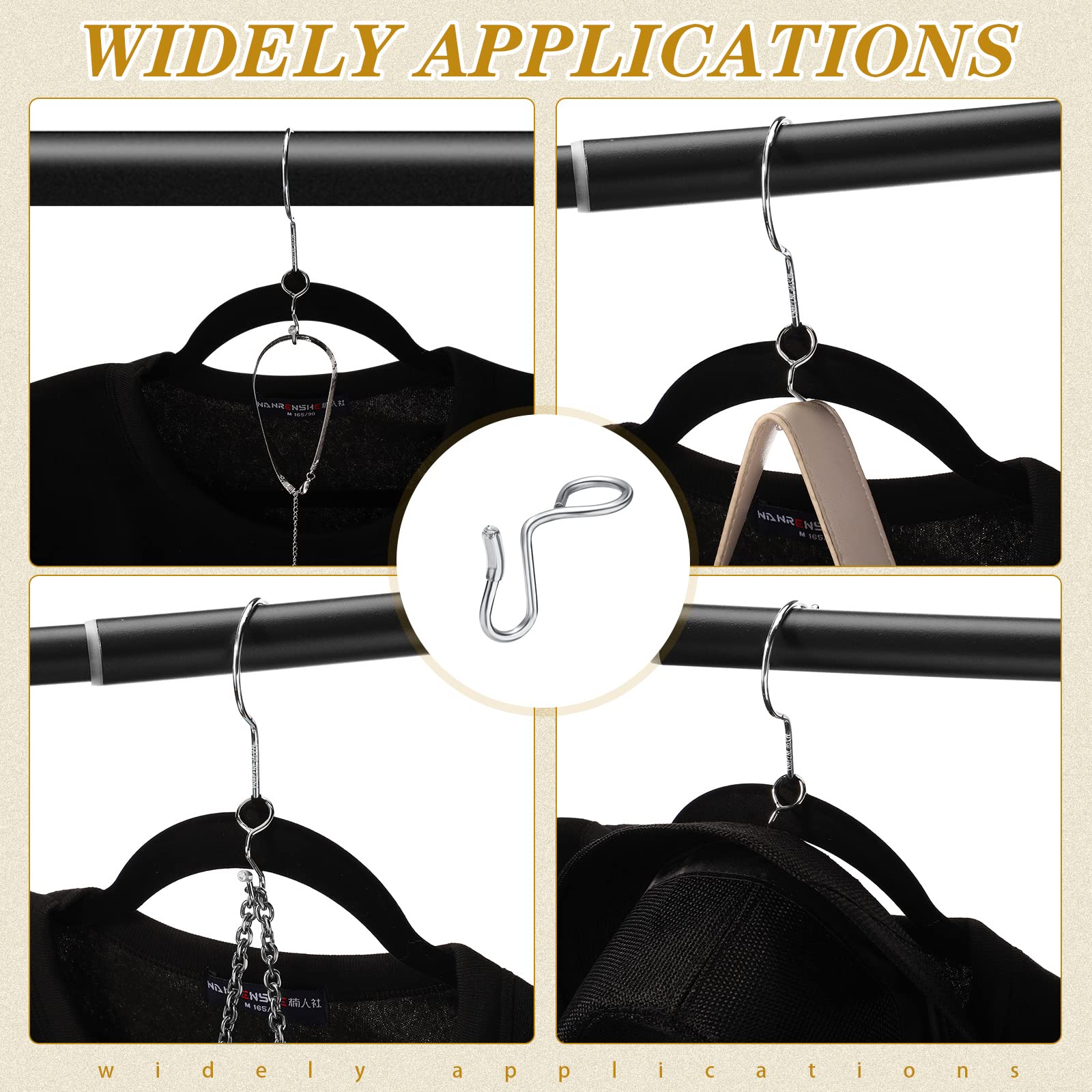 50 Pieces Clothes Hanger Connector Hooks, Metal Hanger Extender Hooks Hanger Hooks For Velvet Hangers Plastic Wooden Closet Spac