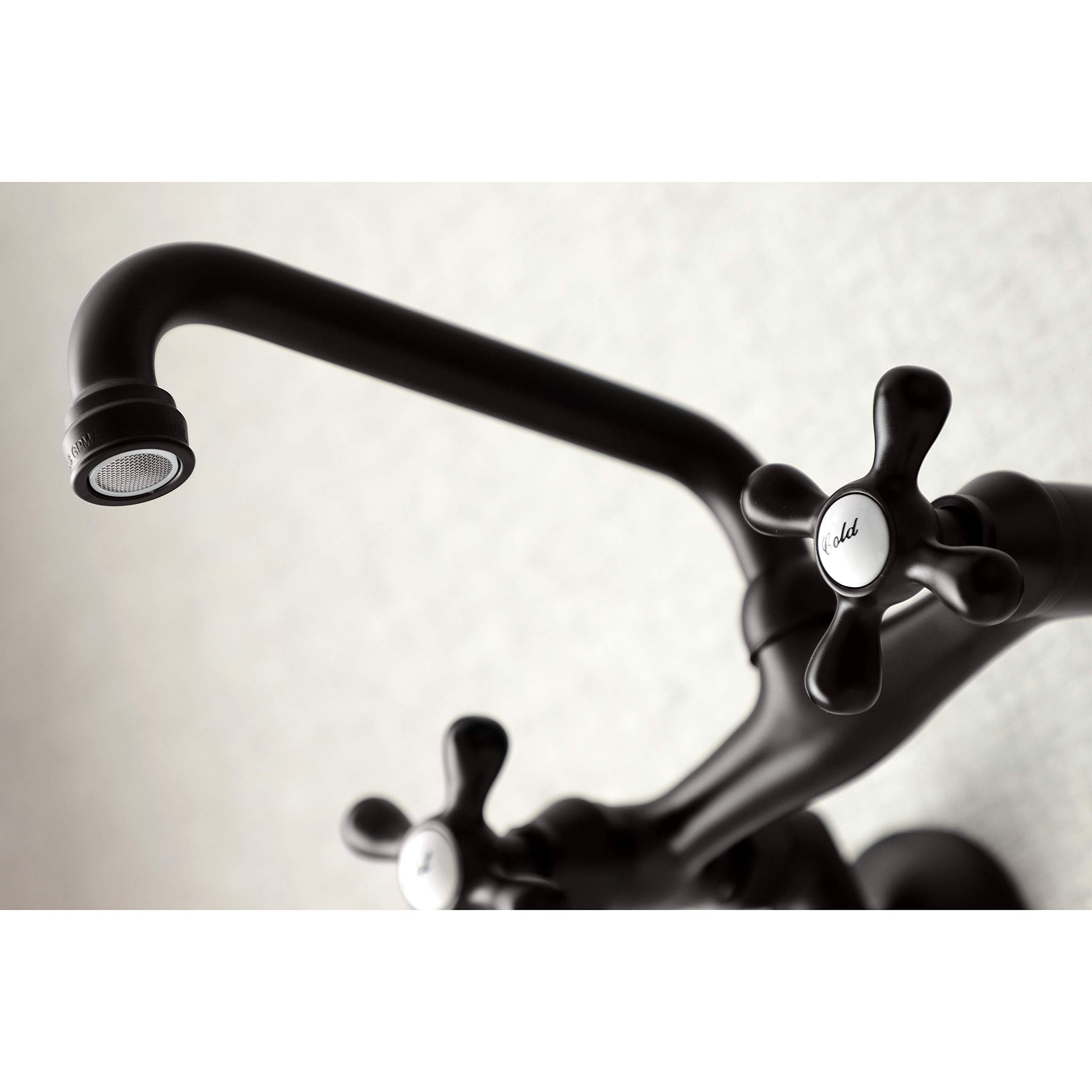 Kingston Brass Ks213Orb Victorian Two Handle Wall Mount Kitchen Faucet, 7-Inch, Oil Rubbed Bronze