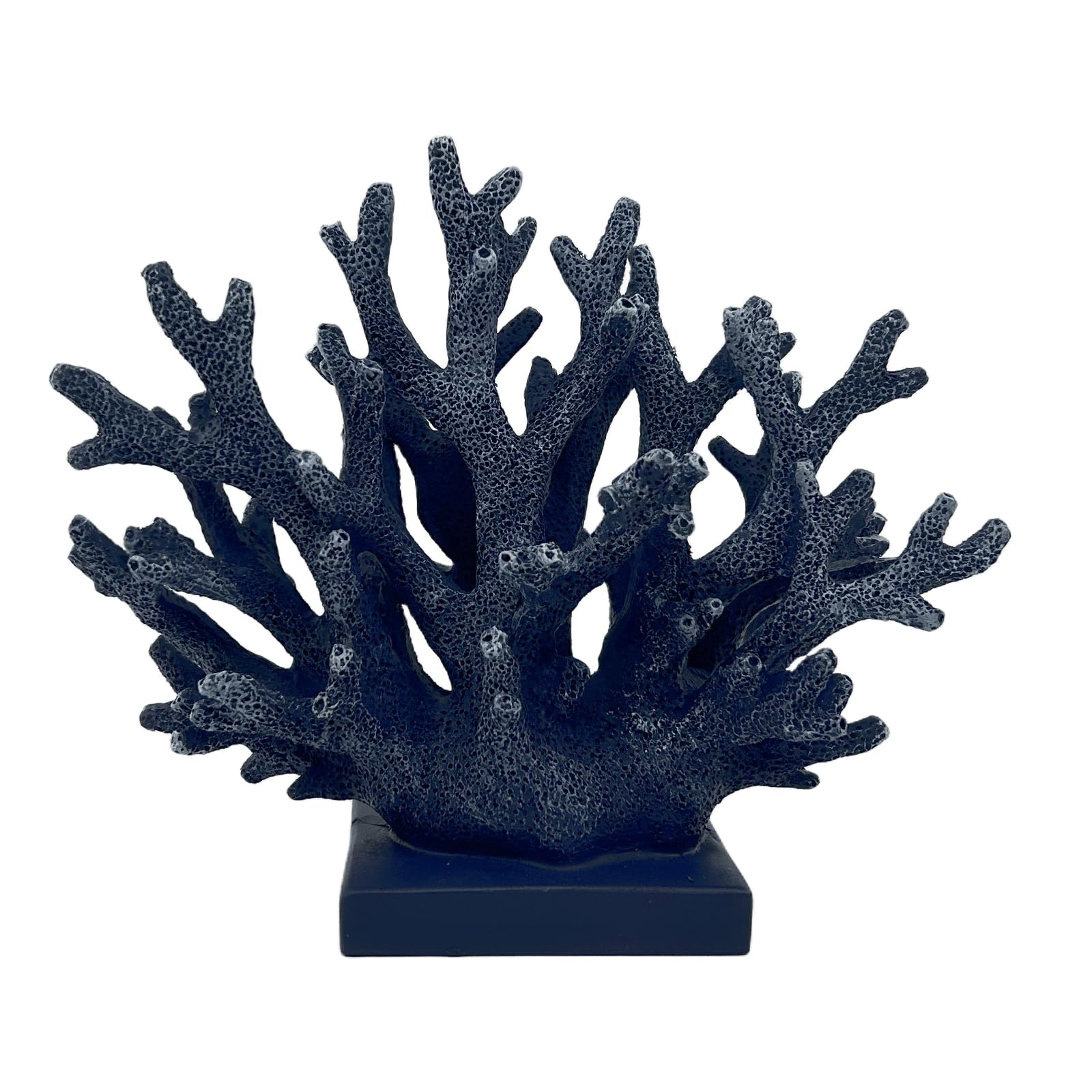 Elegondrar 5.8 H Dark Blue Coral Decor - Resin Coral Statue, Nautical Decor for Home, Bedroom, Bathroom, Living Room, Ocean Them