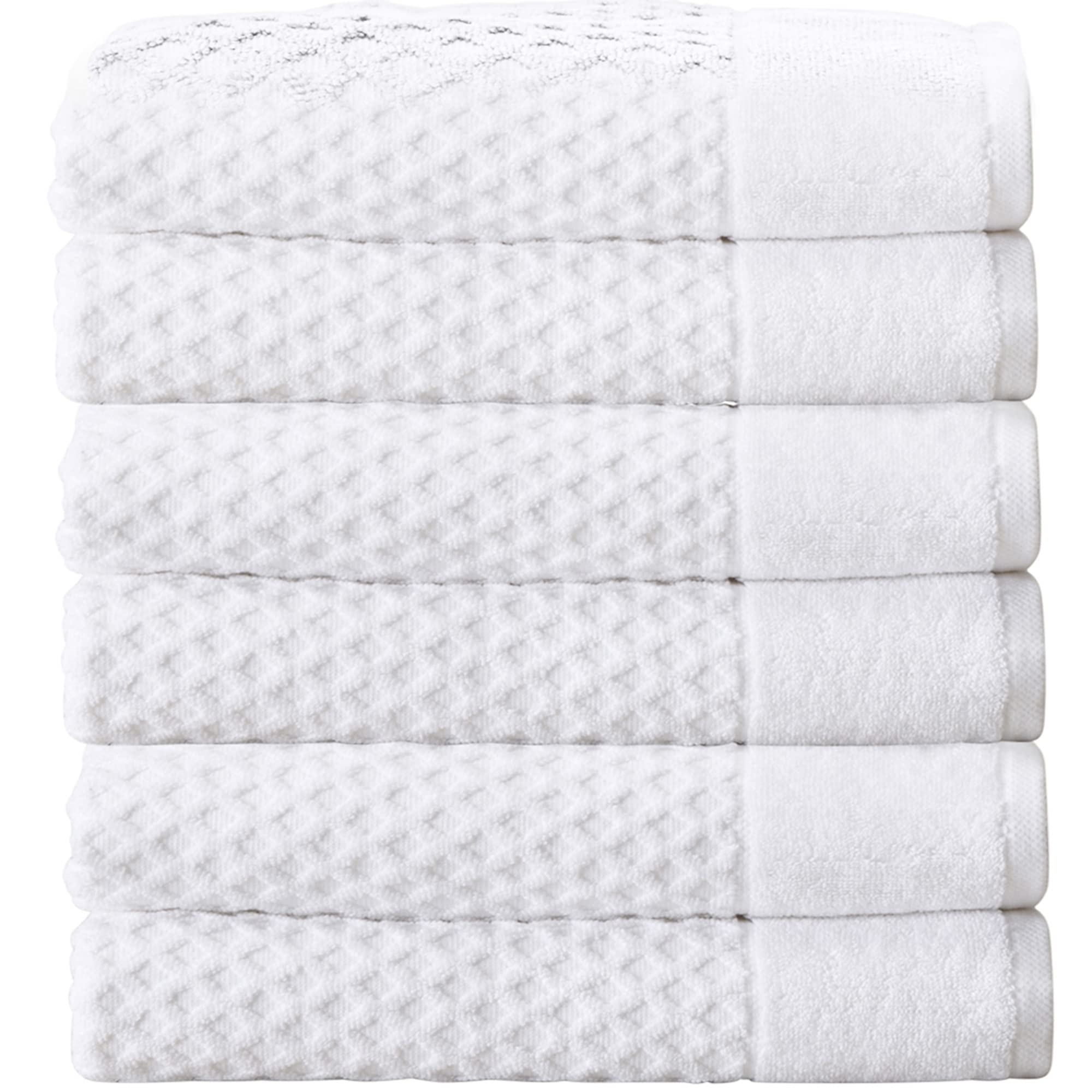 Great Bay Home 100% Cotton White Hand Towels  6 Soft Bathroom Hand Towels  Highly Absorbent, Quick Dry Bath Towels  Grayson Coll