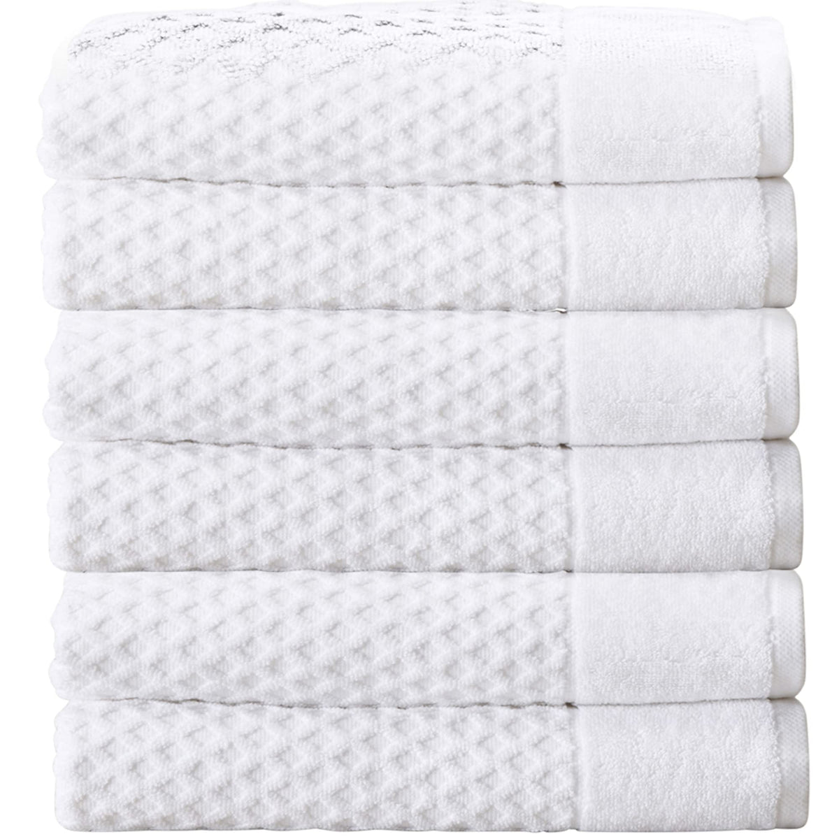 Great Bay Home 100% Cotton White Hand Towels  6 Soft Bathroom Hand Towels  Highly Absorbent, Quick Dry Bath Towels  Grayson Coll