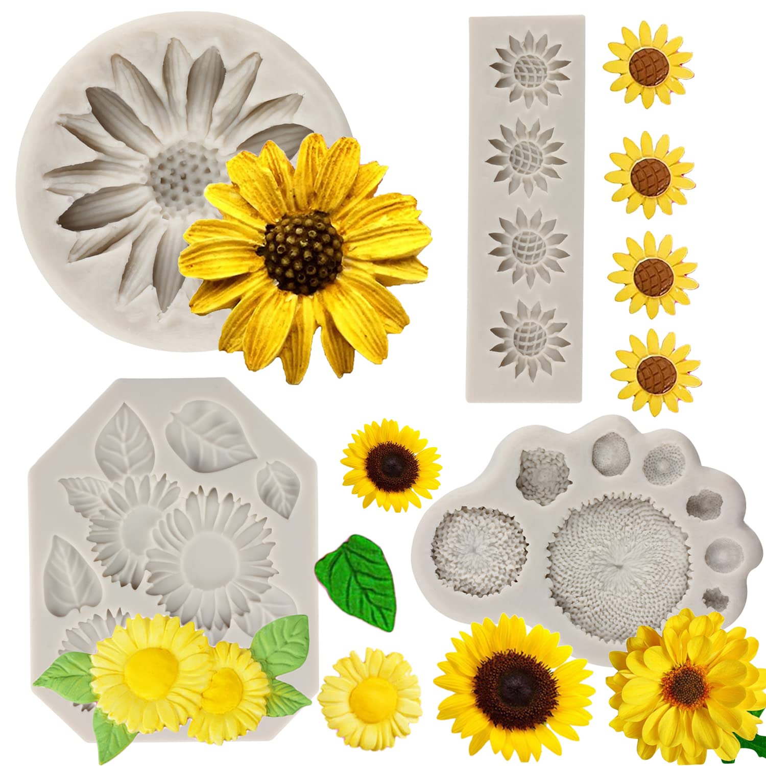 Sijiangmold Sunflower Fondant Molds Sunflower Stamen Silicone Mold For Cake Decorating Candy Chocolate Gum Paste Crafting Polyme