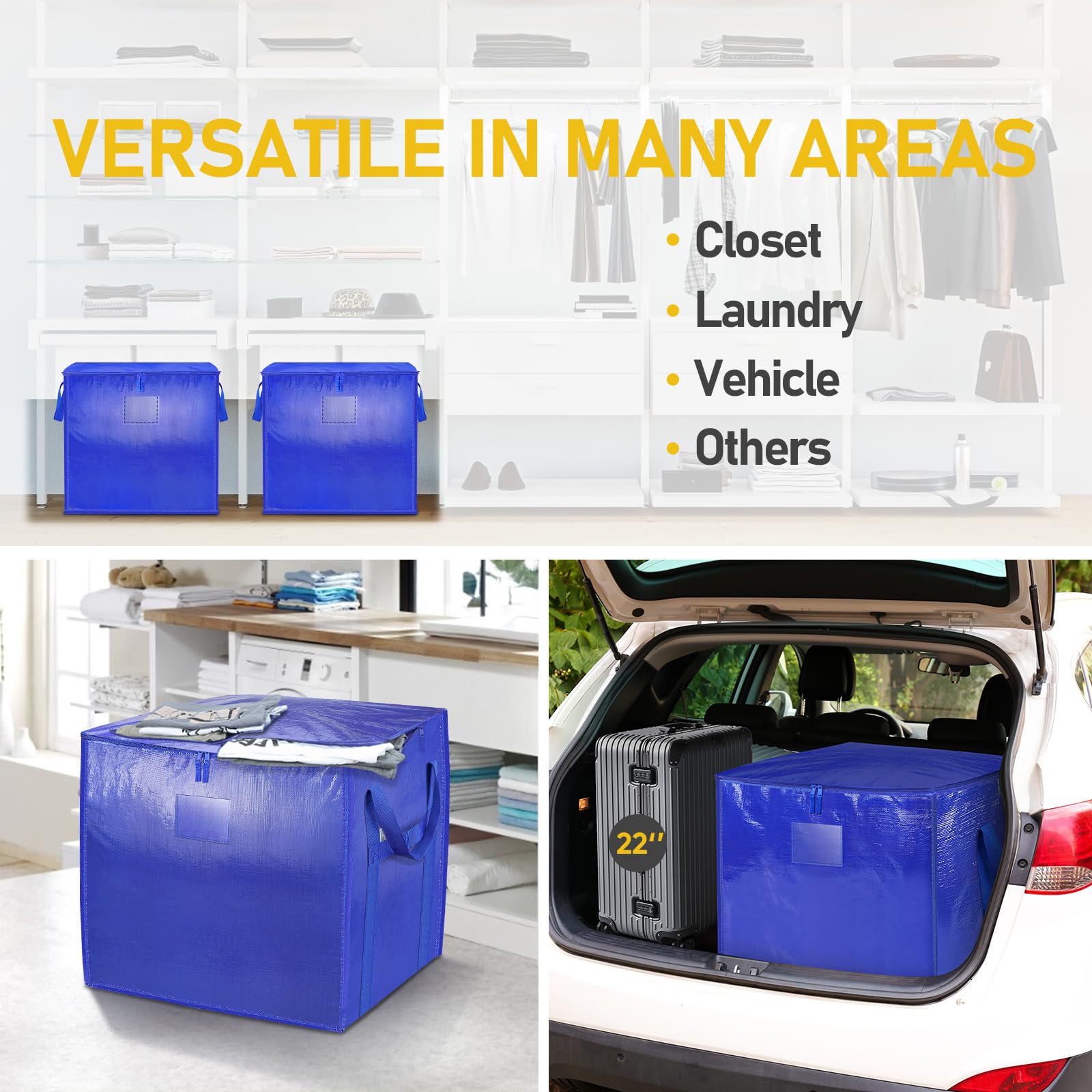 Ticonn 2 Pack Jumbo Moving Bags With Reinforced Handles, Square Heavy-Duty Storage Bags, Oversized Bags For Storage, Moving Supp