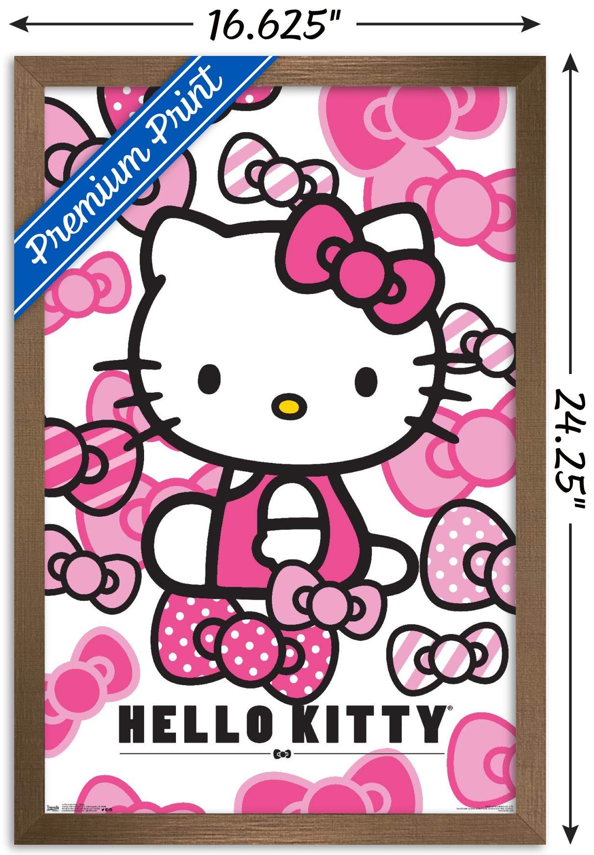 Trends International Hello Kitty - Bows Wall Poster, 14.725'' X 22.375'', Bronze Framed Version