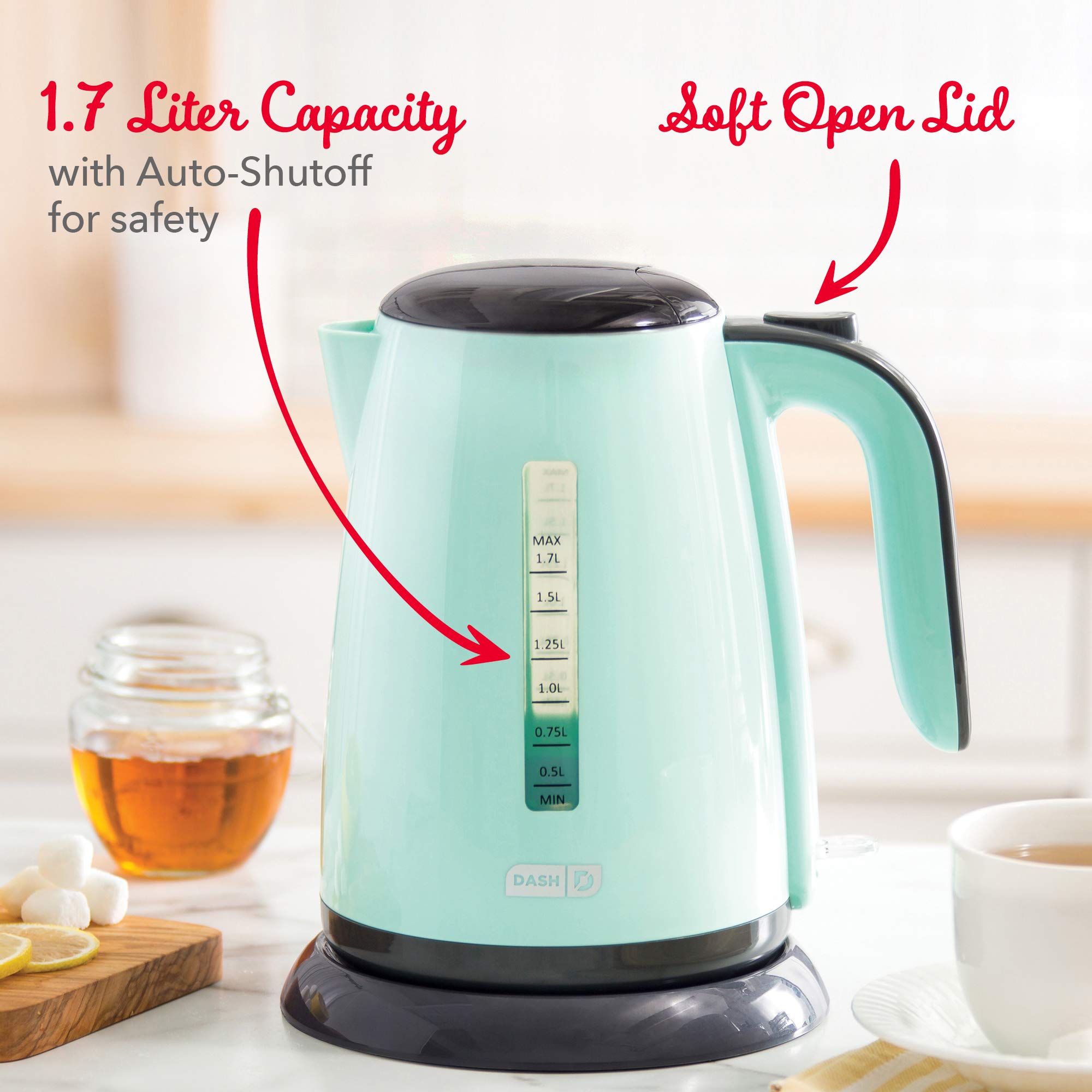 Dash Easy Electric Kettle + Water Heater With With Rapid Boil, Cool Touch Handle, Cordless Carafe + Auto Shut Off For Coffee, Te