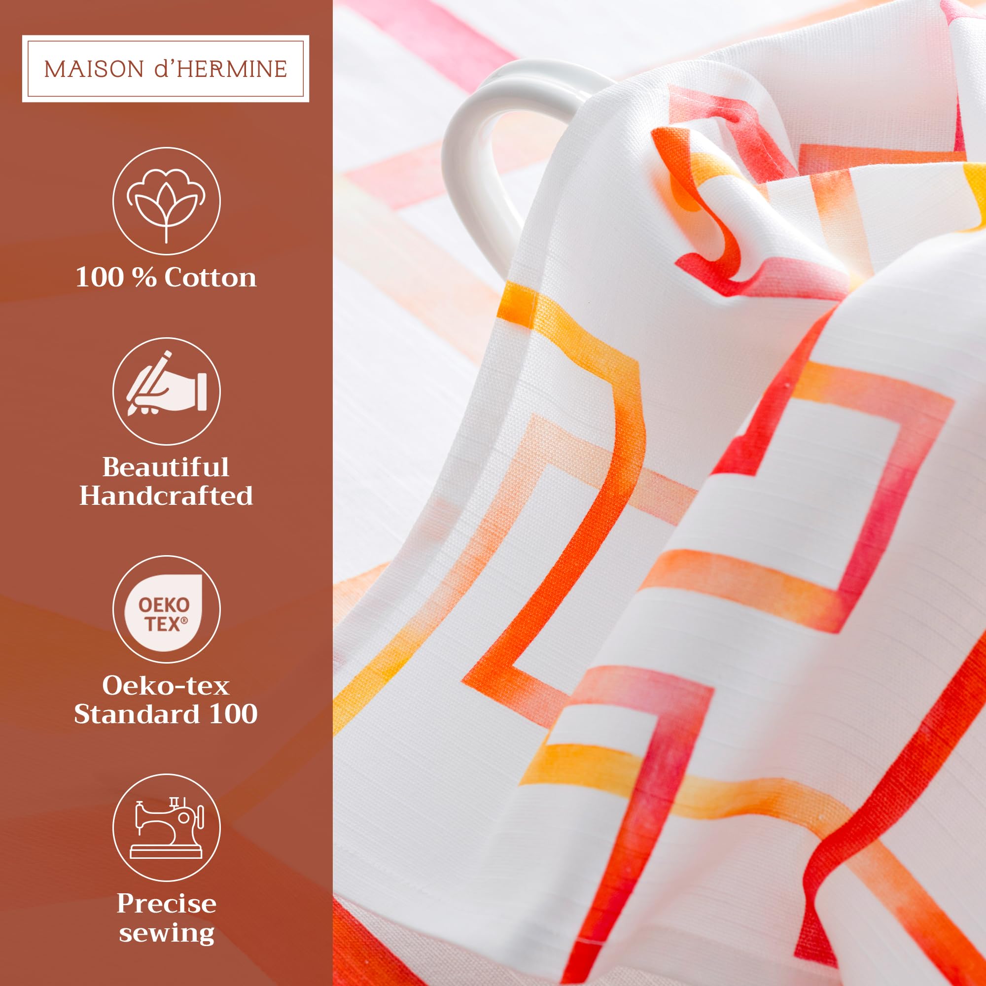 Maison d' Hermine Napkin 100% Cotton 20''x20'' Set of 4 Decorative Washable Table Cloth Napkins for Gifts  Dining  Holidays  Buffet Parties & Wedding Use  Summer Maze - Spring/Summer