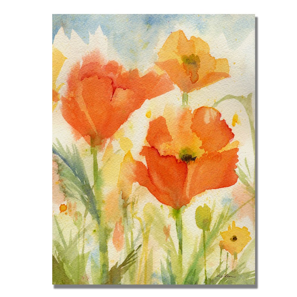 Field Of Poppies By Sheila Gold Ornate Frameen, 18X24 Inches Canvas Wall Art