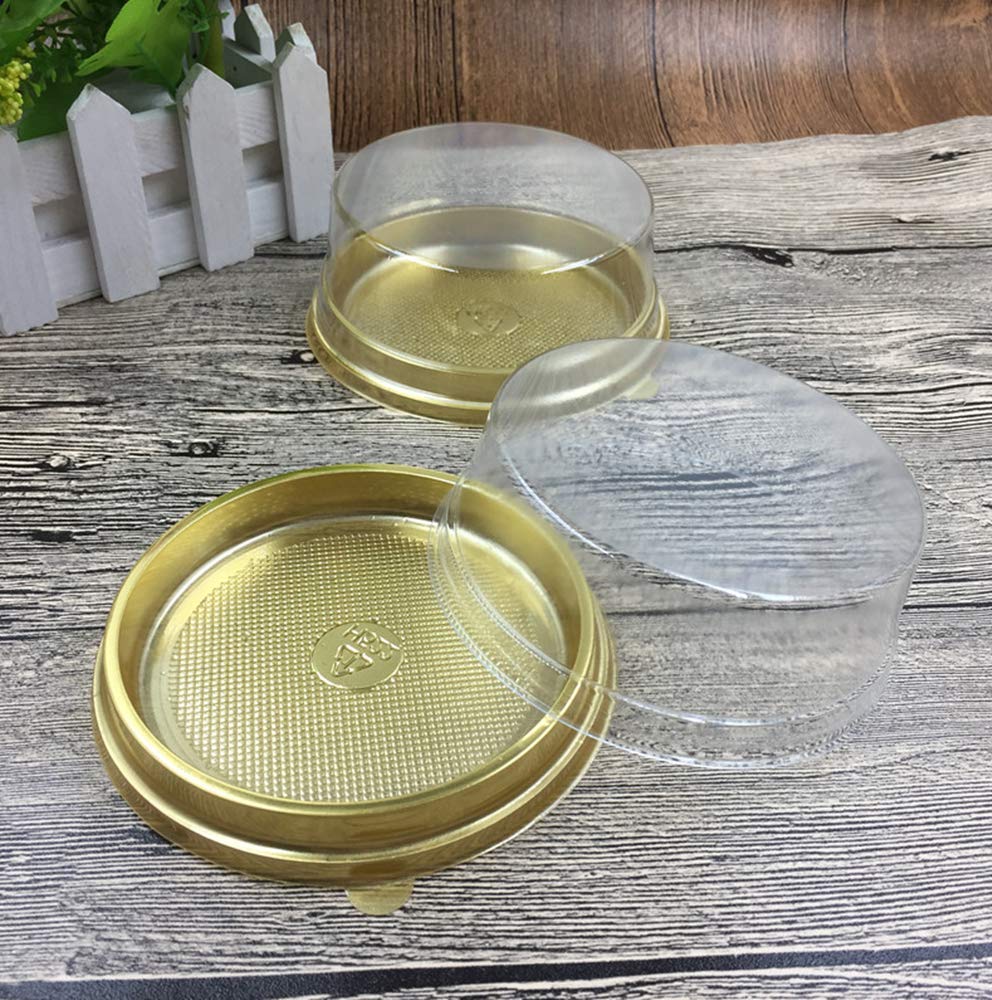 Cake Box - 50 Sets Diameter 3 3/4 Inch X H 1 1/4 Inch Clear Plastic Mini Cake Box - Feast Cupcake Box - Muffin Box Biscuit Box F
