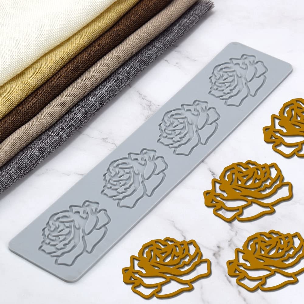 Tuke 3D Leaves Silicone Molds Flower Cake Fondant Mat Bee Leaf Pastry Moulds Rose Impression Chocolate Hollow Lace Mold (Rose_13