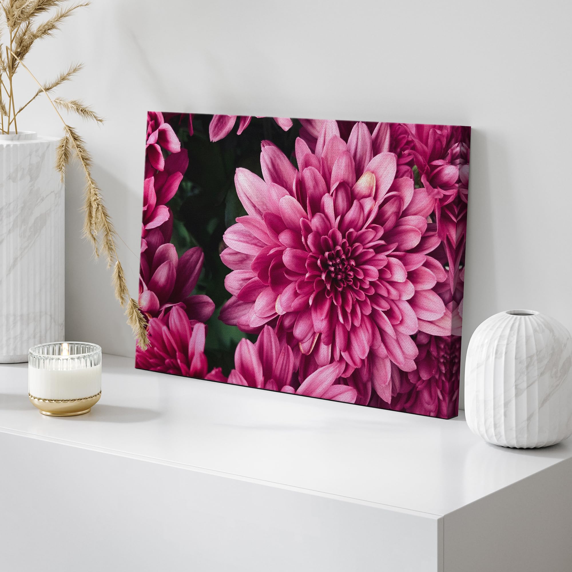 Wall26 Canvas Print Wall Art Close Up Neon Hot Pink Gerbera Flower Nature Floral Photography Realism Botanical Wilderness Zen Ru