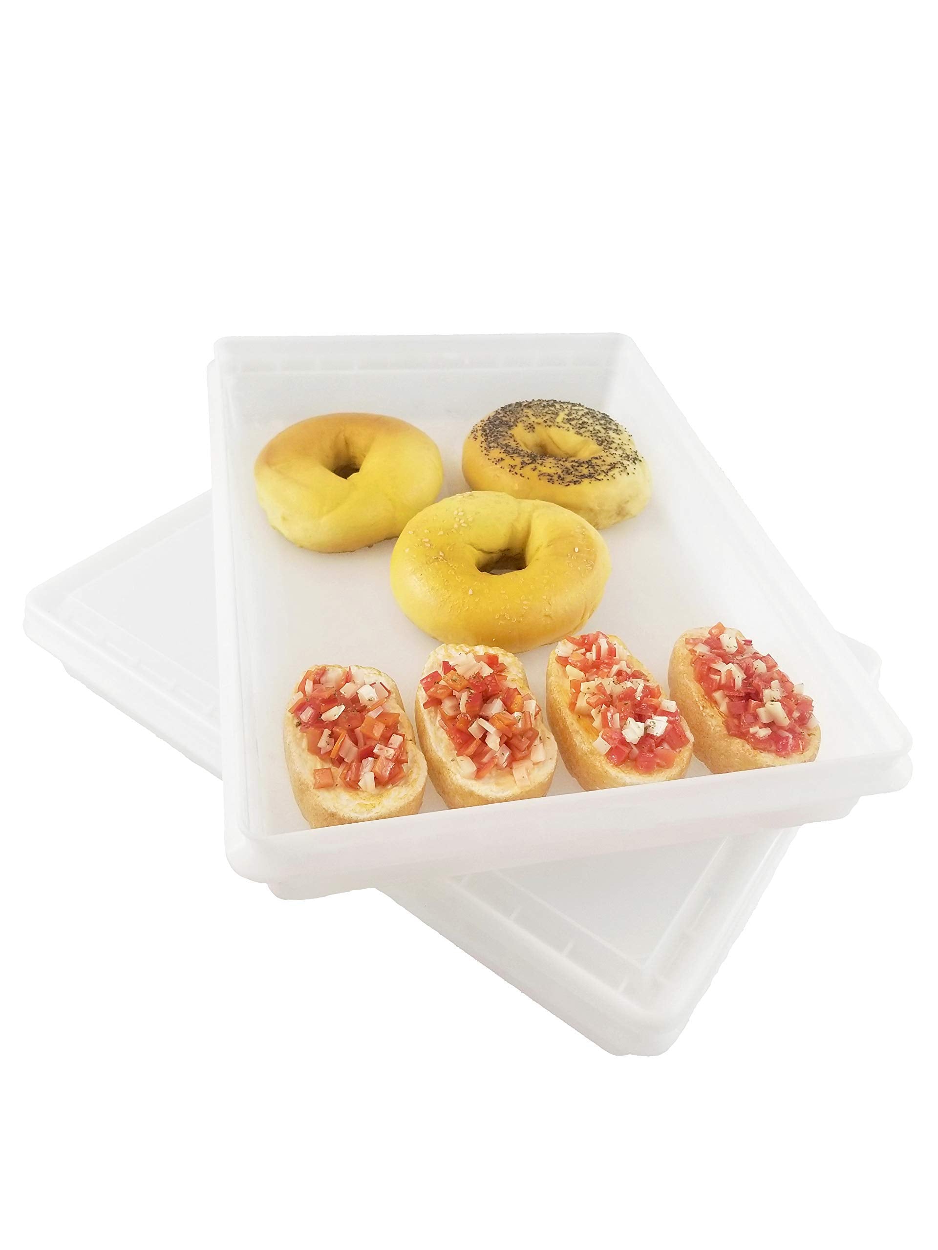 Continental Plastics Fish Tubs/Food Storage Bins 10lb 11.5x15.5x2, Pack of 10 Shallow Containers with Lids, White
