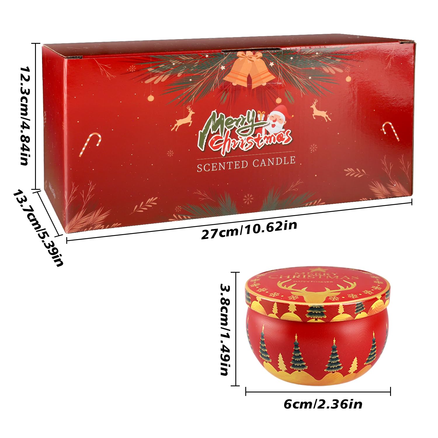 24Pack Christmas Scented Candle Tins Gift Set - Soy Wax Festive Candles 2.5oz- Long Lasting Burn time for Christmas Thanksgiving