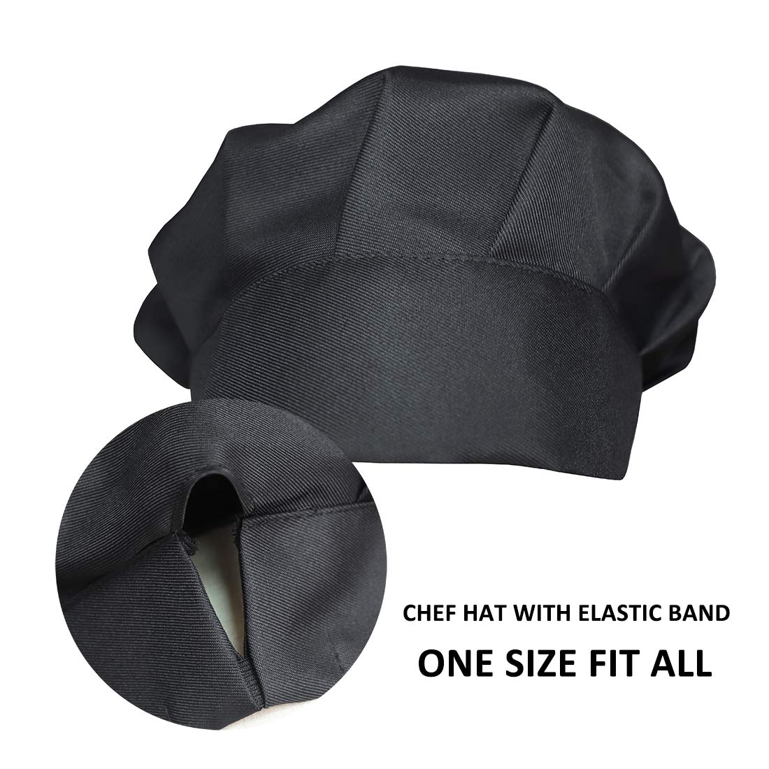 Hi Loyaya 2 Pack Black Chef Hat And Apron Set, Kitchen Cooking Bib Aprons For Men Women Chef With Pockets For Bbq Grilling Bakin