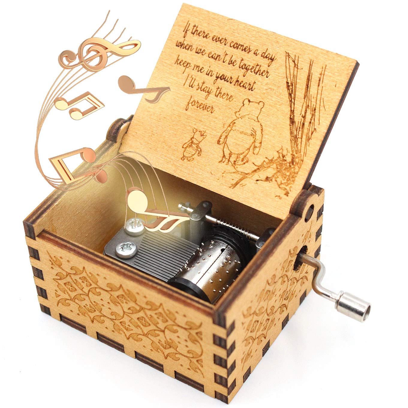 ukebobo Wooden Music Box - The Pooh Saying Music Box, Gift for Friend, Cousins, BFF, New Years Gifts, 1 Set