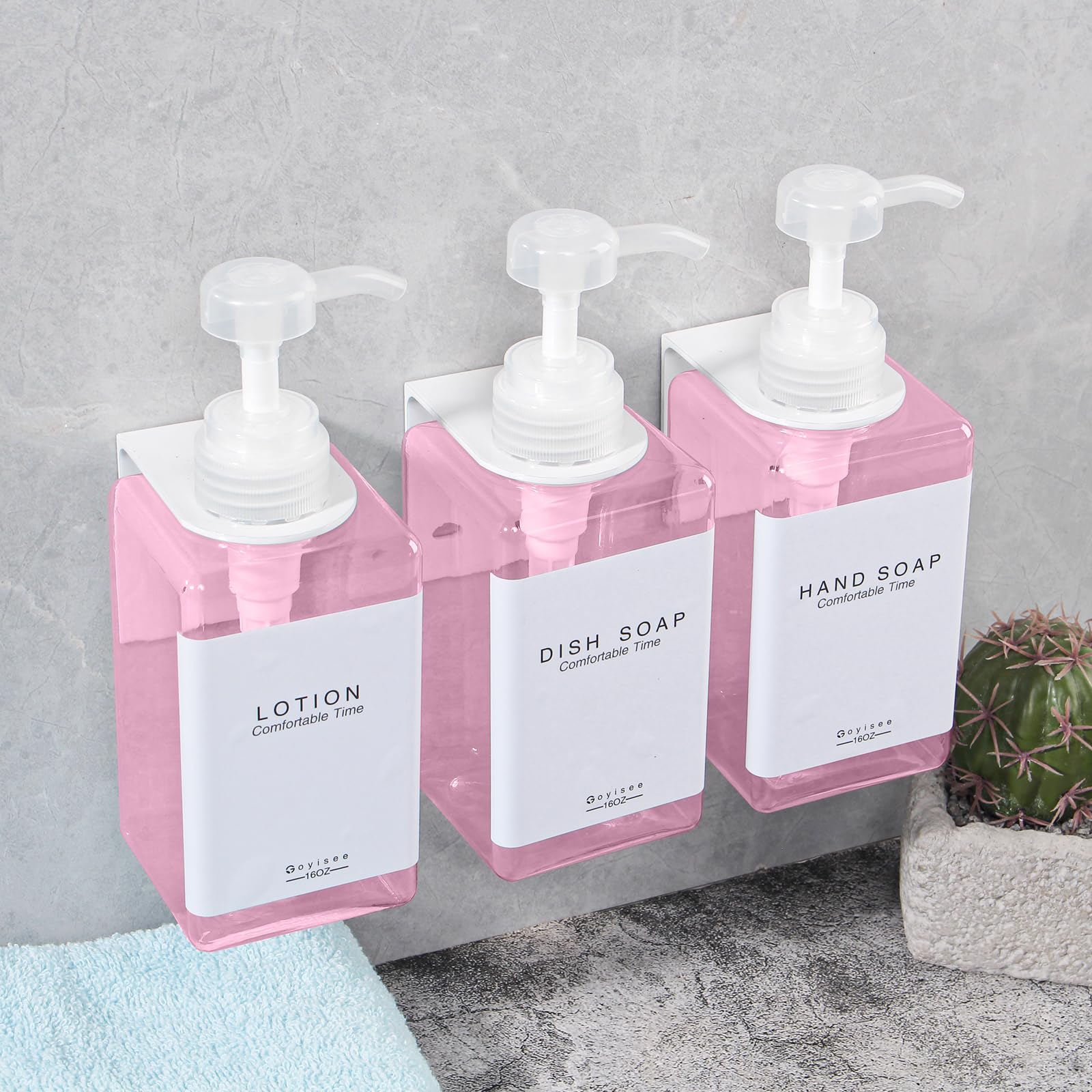 Goyisee Refillable Shampoo And Conditioner Bottles For Shower Wall,Shampoo And Conditioner Dispenser With Pump No Drill (3 Bottl
