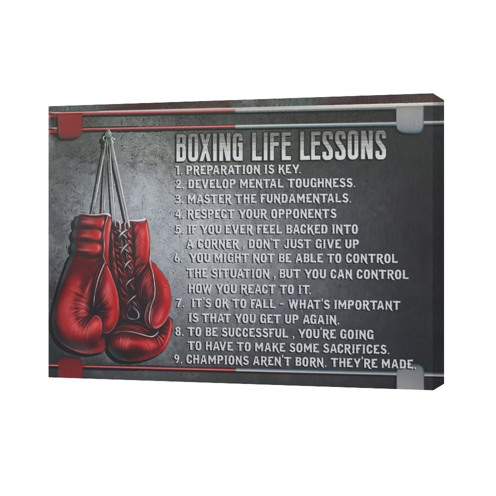 Boxing Wall Art Sports Boxing Lessons Pictures Wall Decor Motivational Quotes Boxing Gloves Canvas Painting Artwork Modern Home